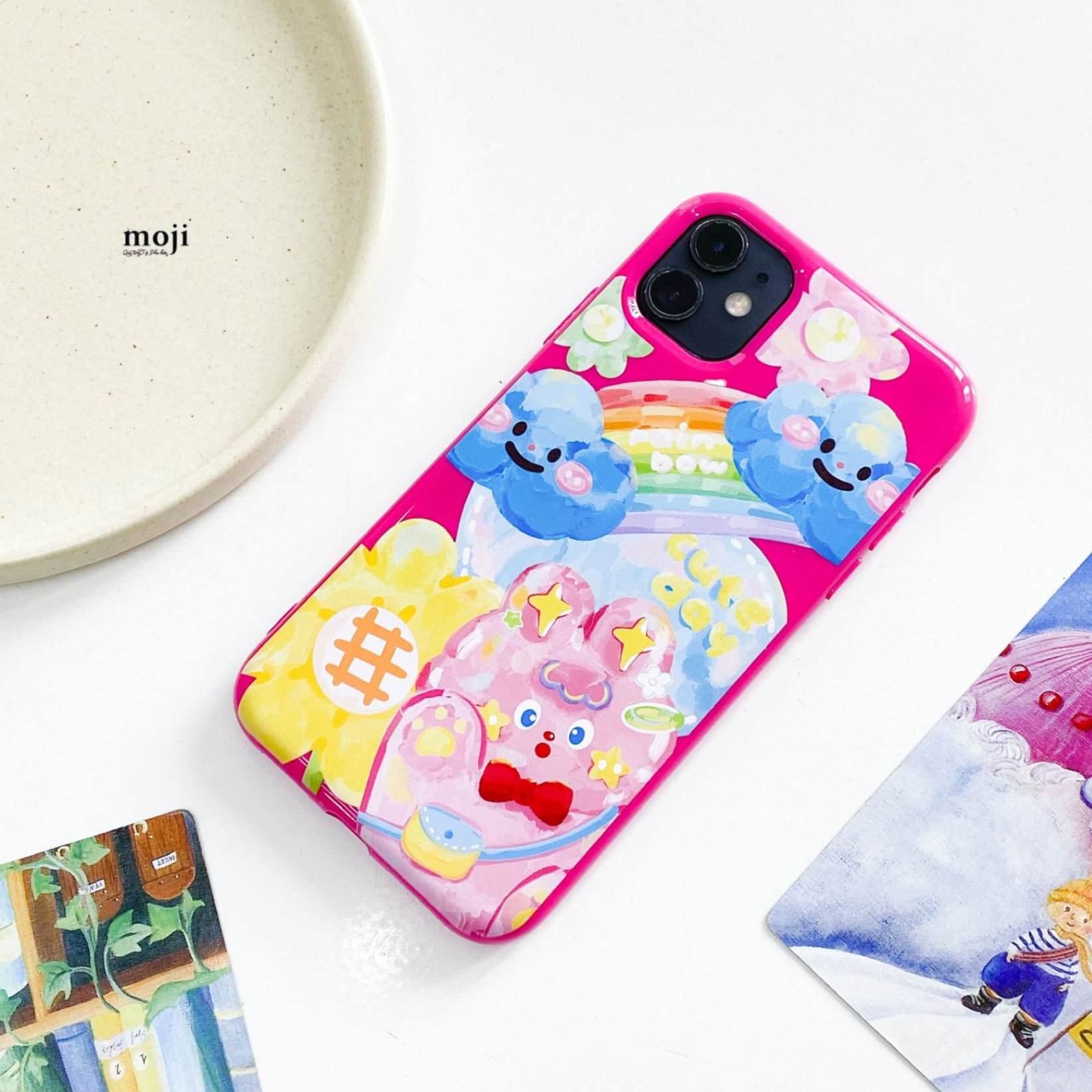 Ốp điện thoại Rabbit cloud flower rainbow cute day painting