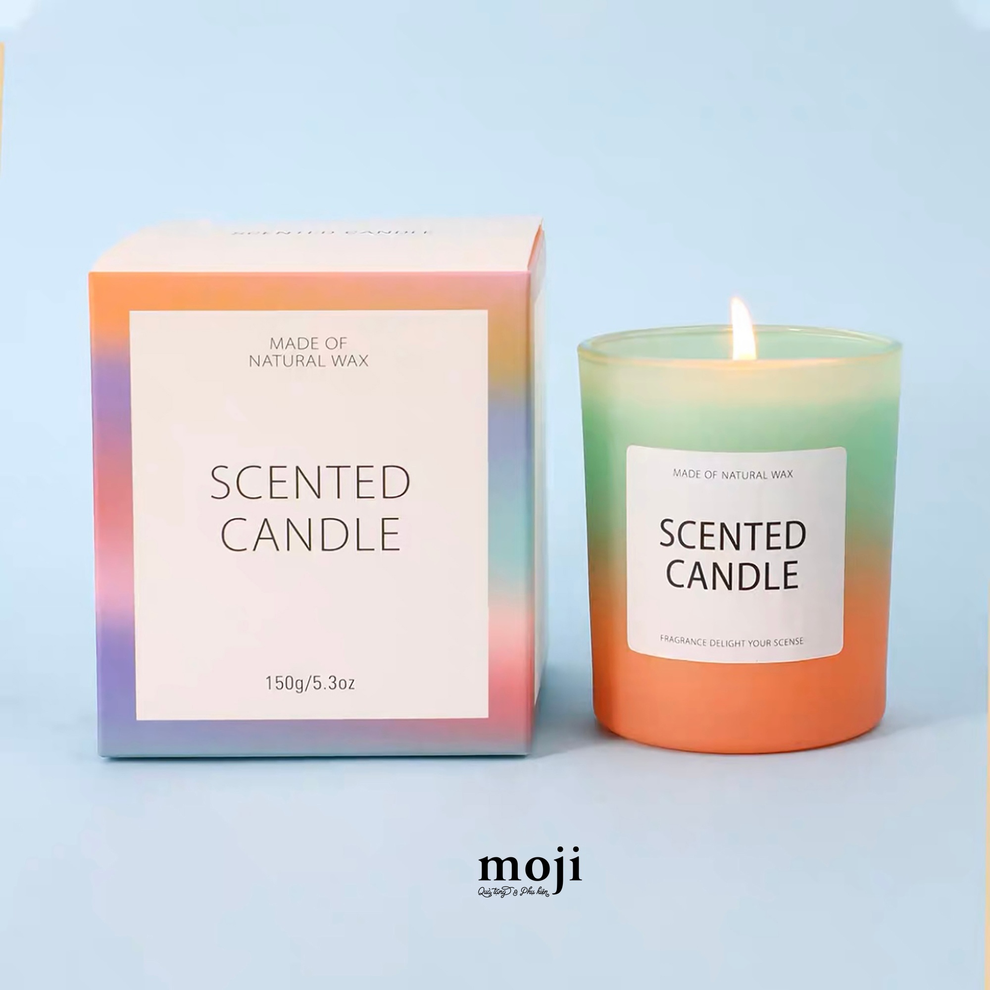 Nến thơm hũ Gradient color with fruit apple jasmine sandalwood 150g 7x8