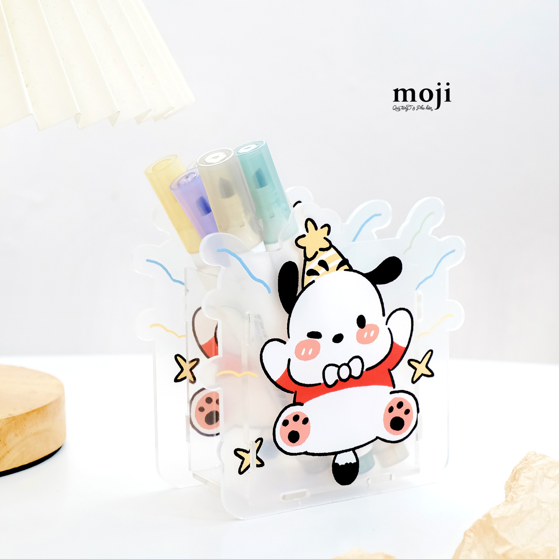 Đựng bút đa năng nhựa Sanrio family Pochacco đội mũ party 10x11