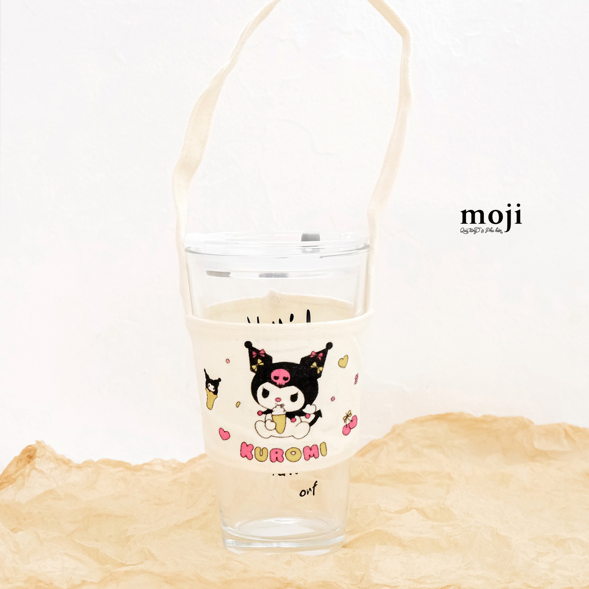 Quai xách ly cốc vải MZ Sanrio family Kuromi ice cream