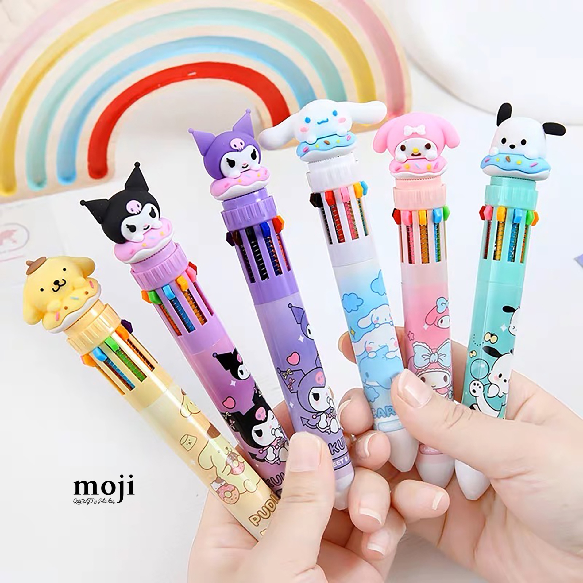 Bút viết bấm nhiều màu Sanrio family donut