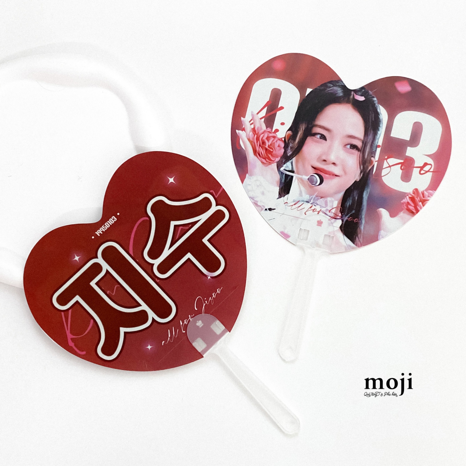 Quạt nhựa cầm tay idol BLACKPINK Jisoo flower heart shape
