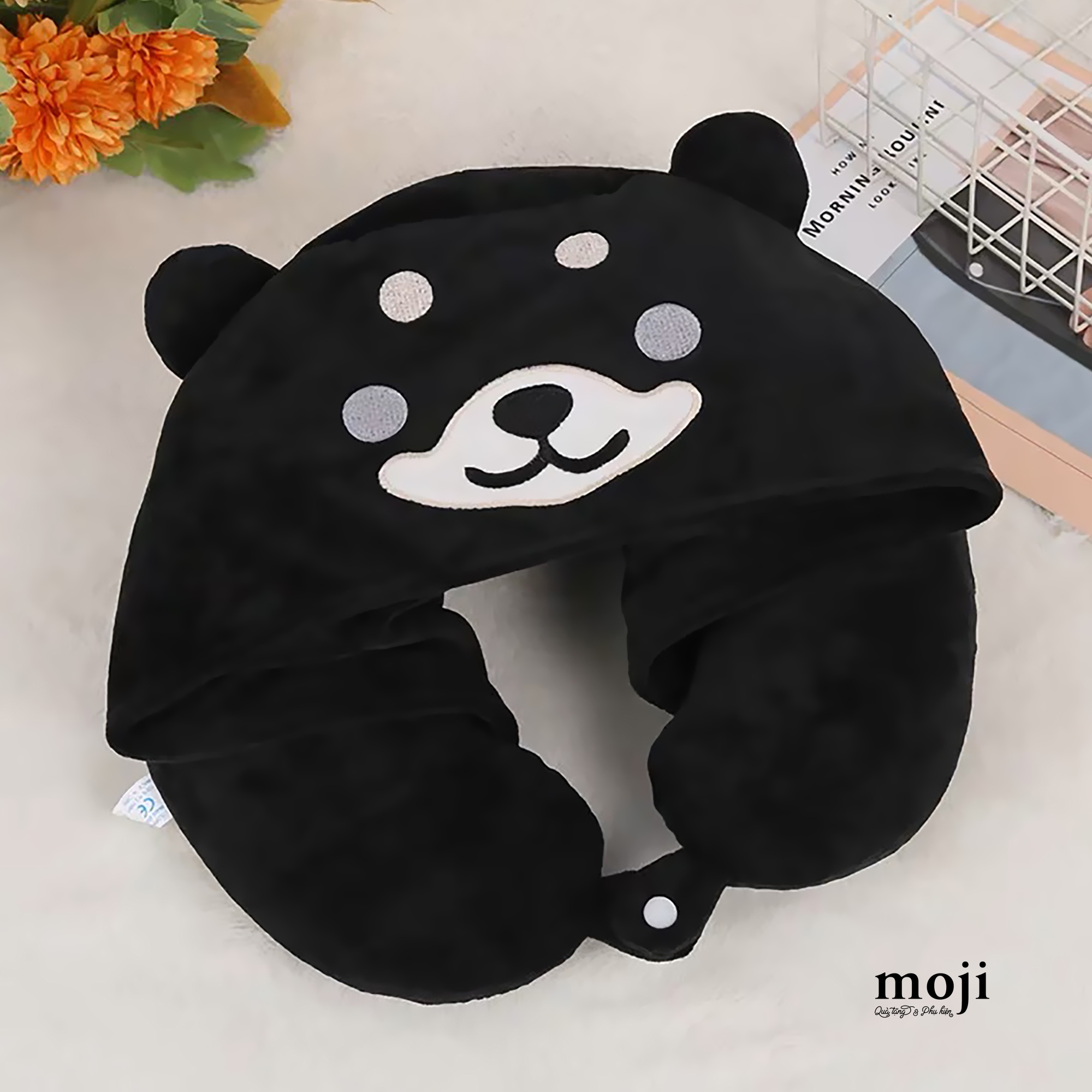 Gấu bông chữ U có mũ Shiba dog cute face có tai
