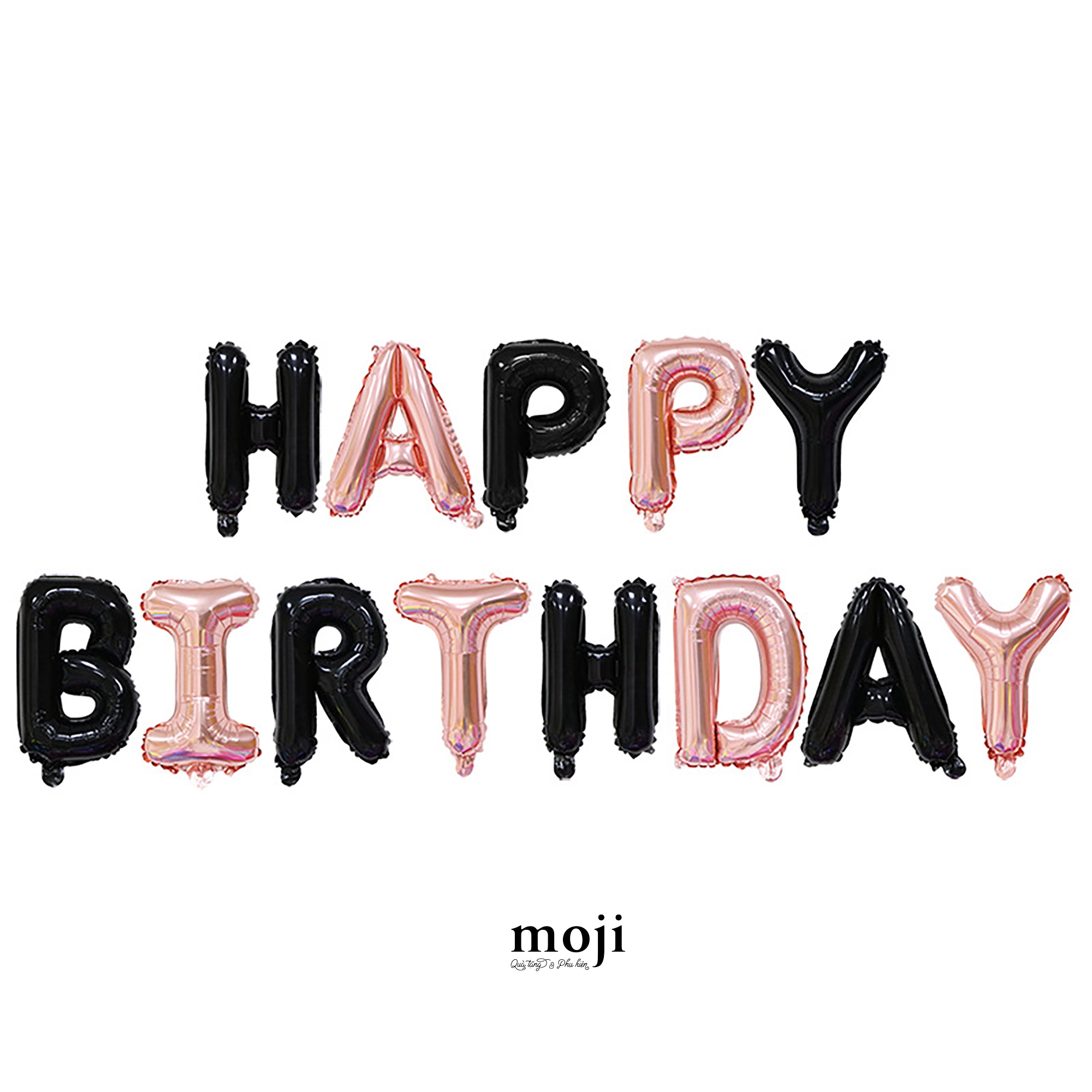 Bóng bay trang trí party bộ chữ Black and Pink color Happy Birthday