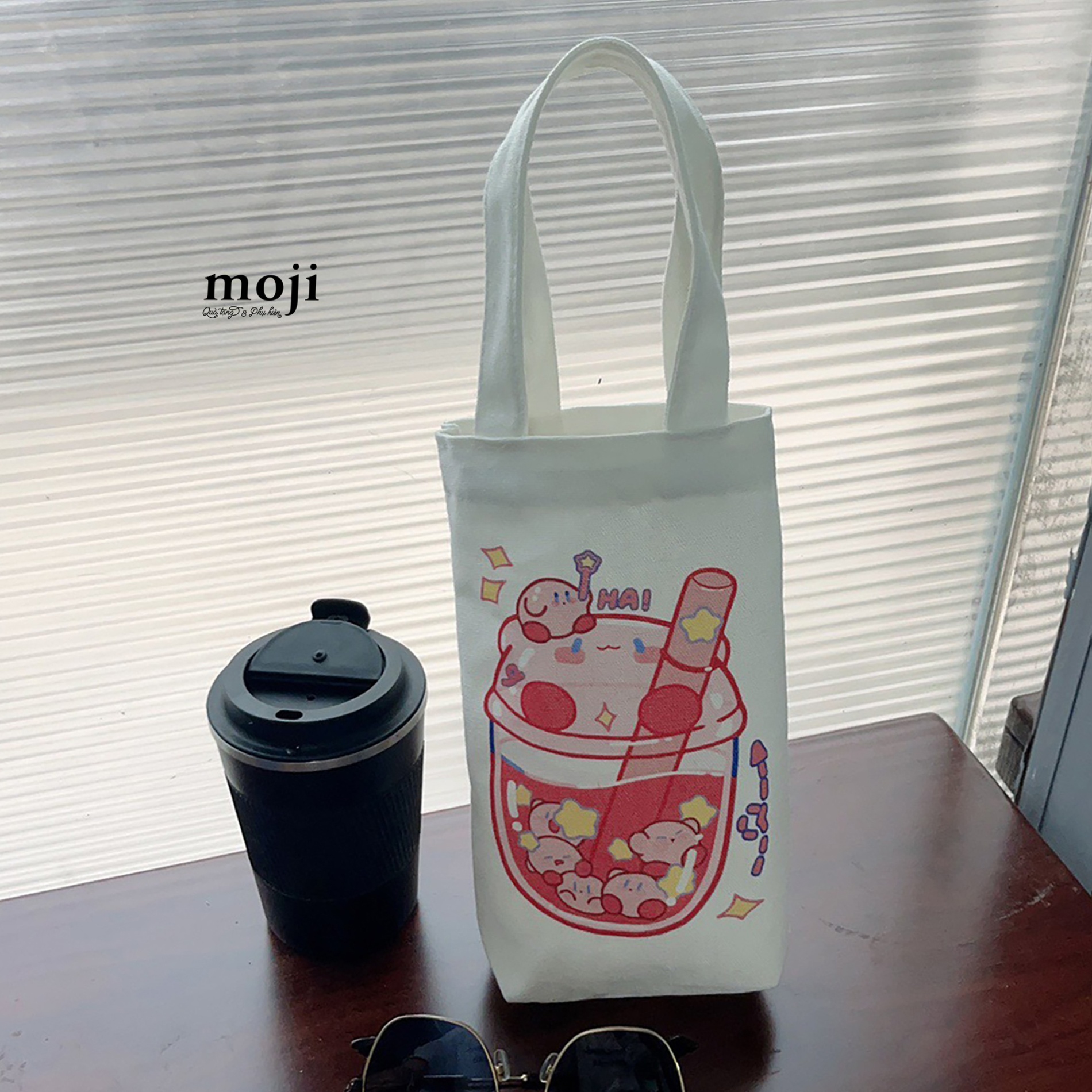 Túi đựng bình nước Kirby milk tea 10x25