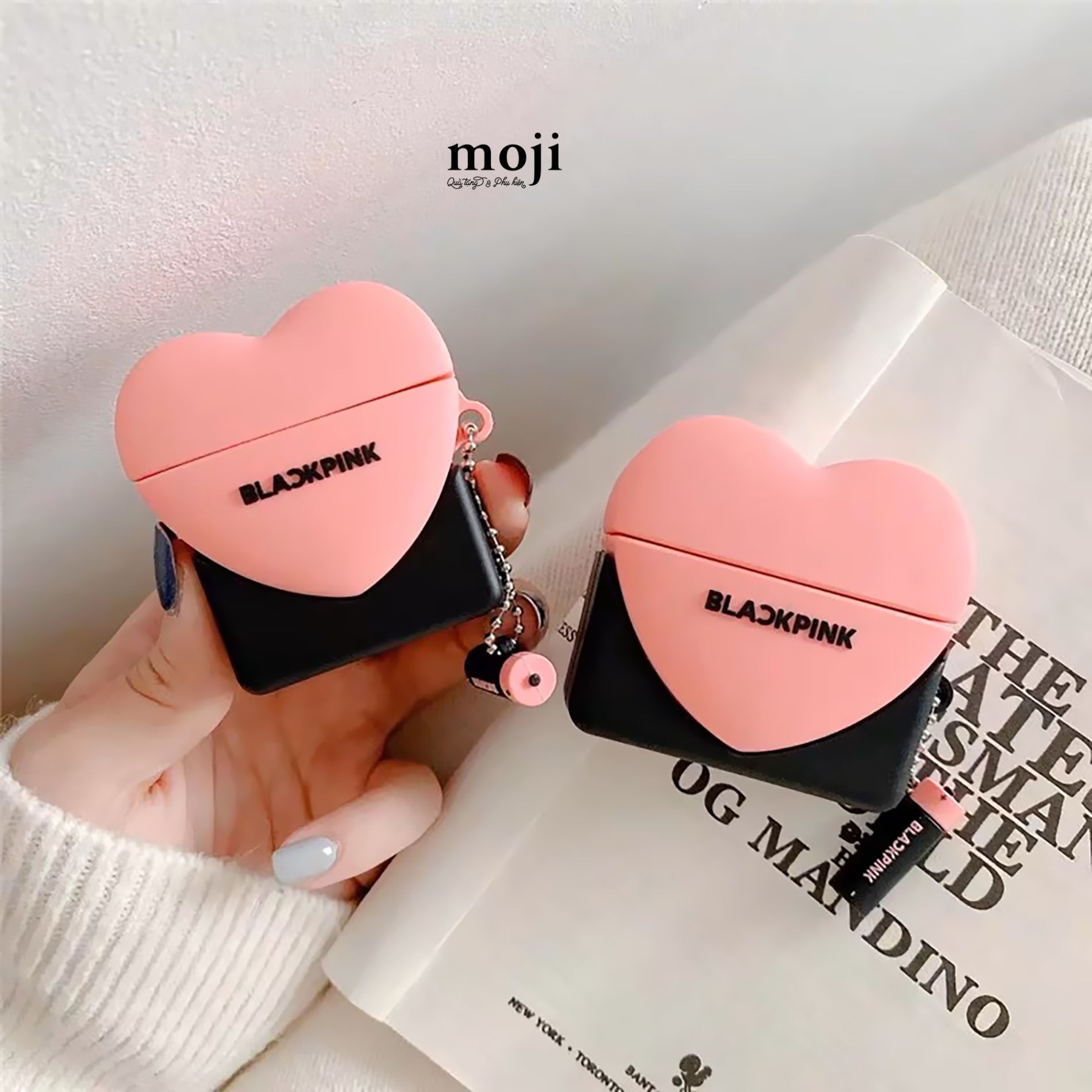 Case Airpods idol BLACKPINK heart kèm móc
