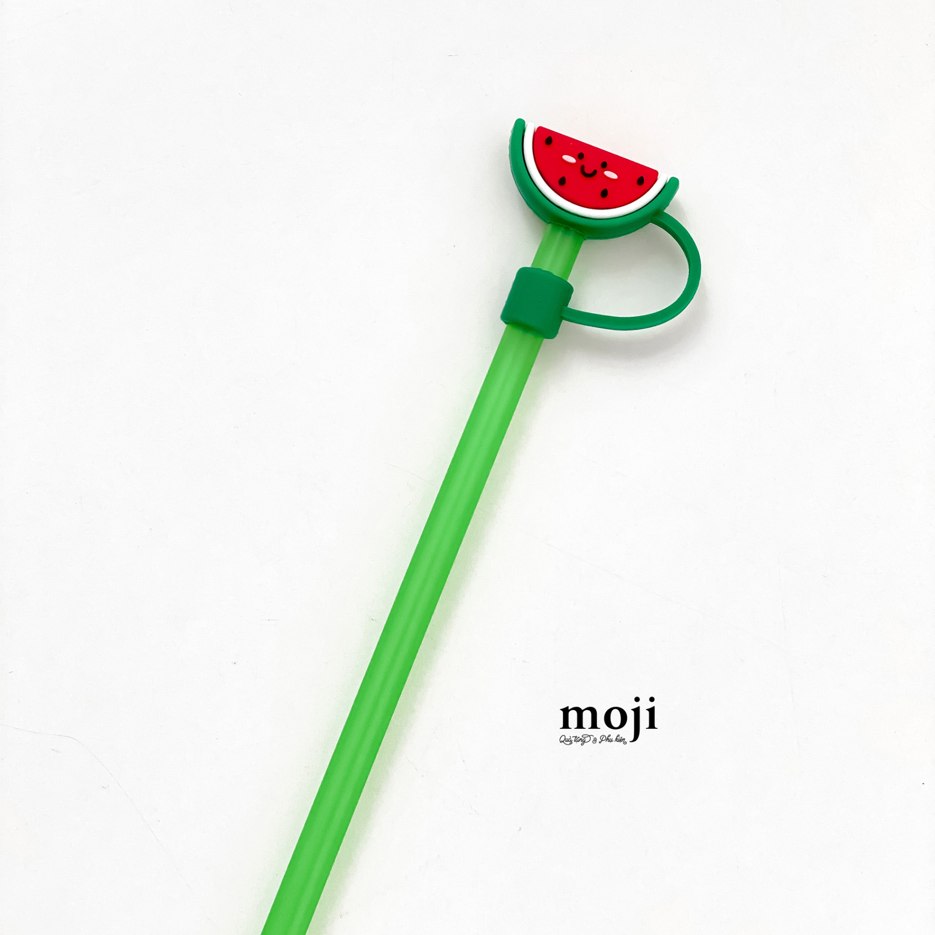 Ống hút nhựa kèm nút bịt silicone Fruit watermelon smile