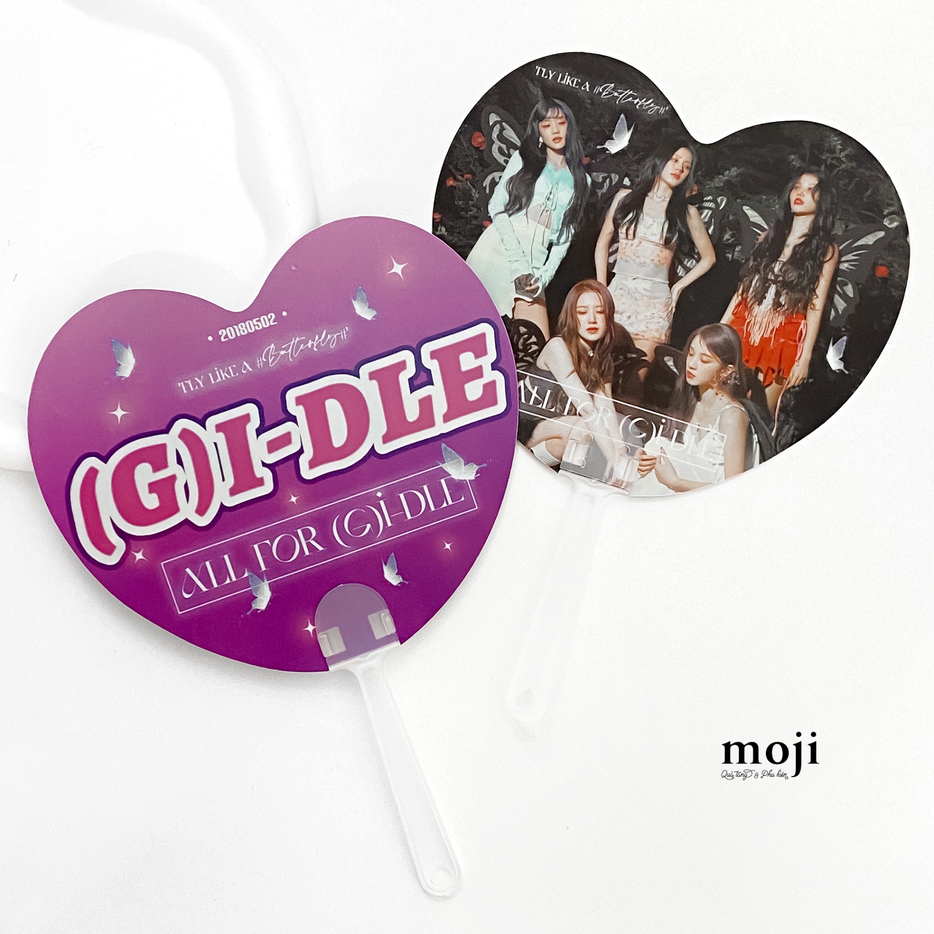 Quạt nhựa cầm tay idol (G)I-DLE fly like a butterfly heart shape