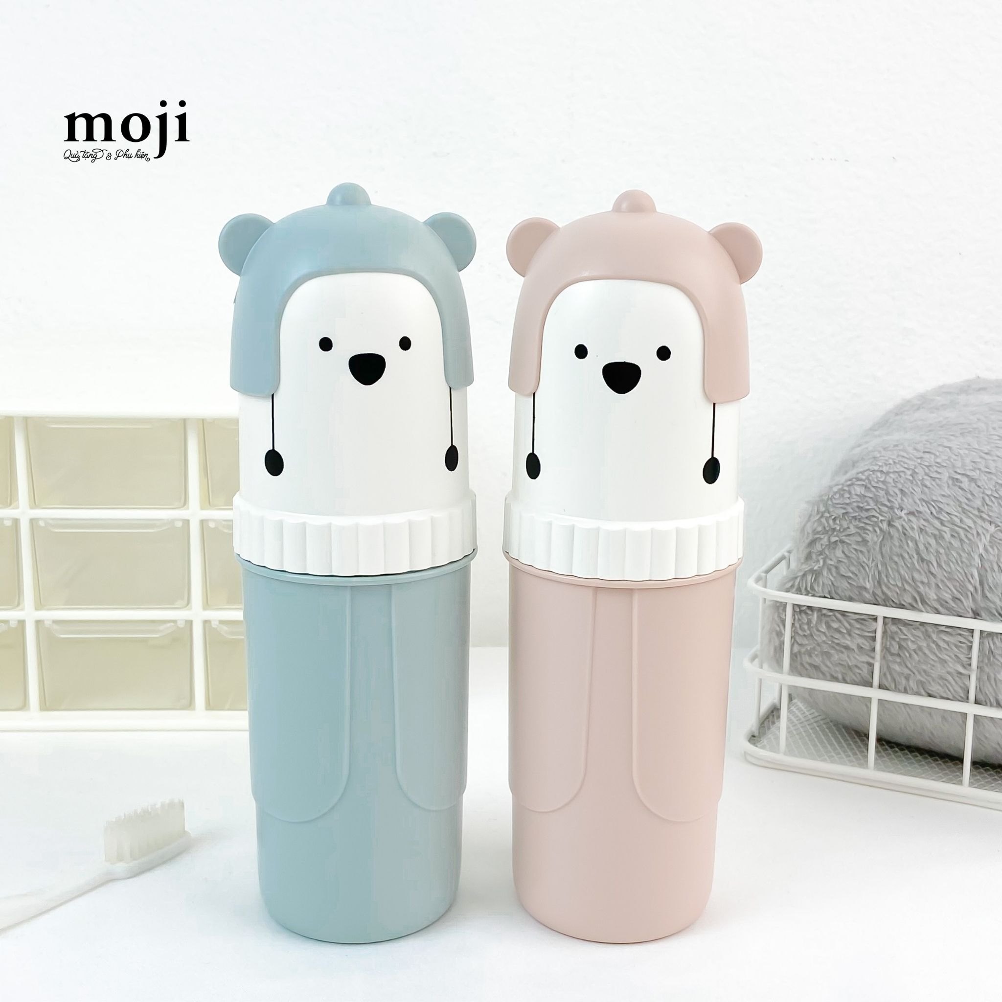 Ống đựng bàn chải kem đánh răng Baby bear đội mũ 6x20