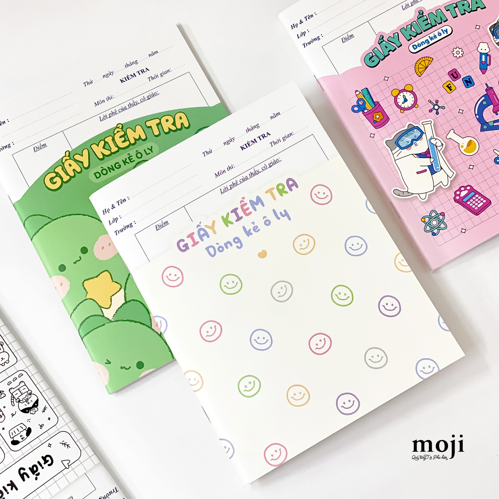 Sổ vở giấy kiểm tra dòng kẻ ô ly MZ Colorful smiley work hard have fun make history 16x21 20 tờ