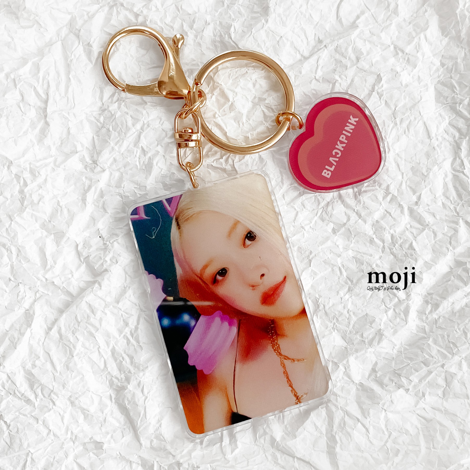 Móc khóa idol BLACKPINK Rosé lightstick heart 080823