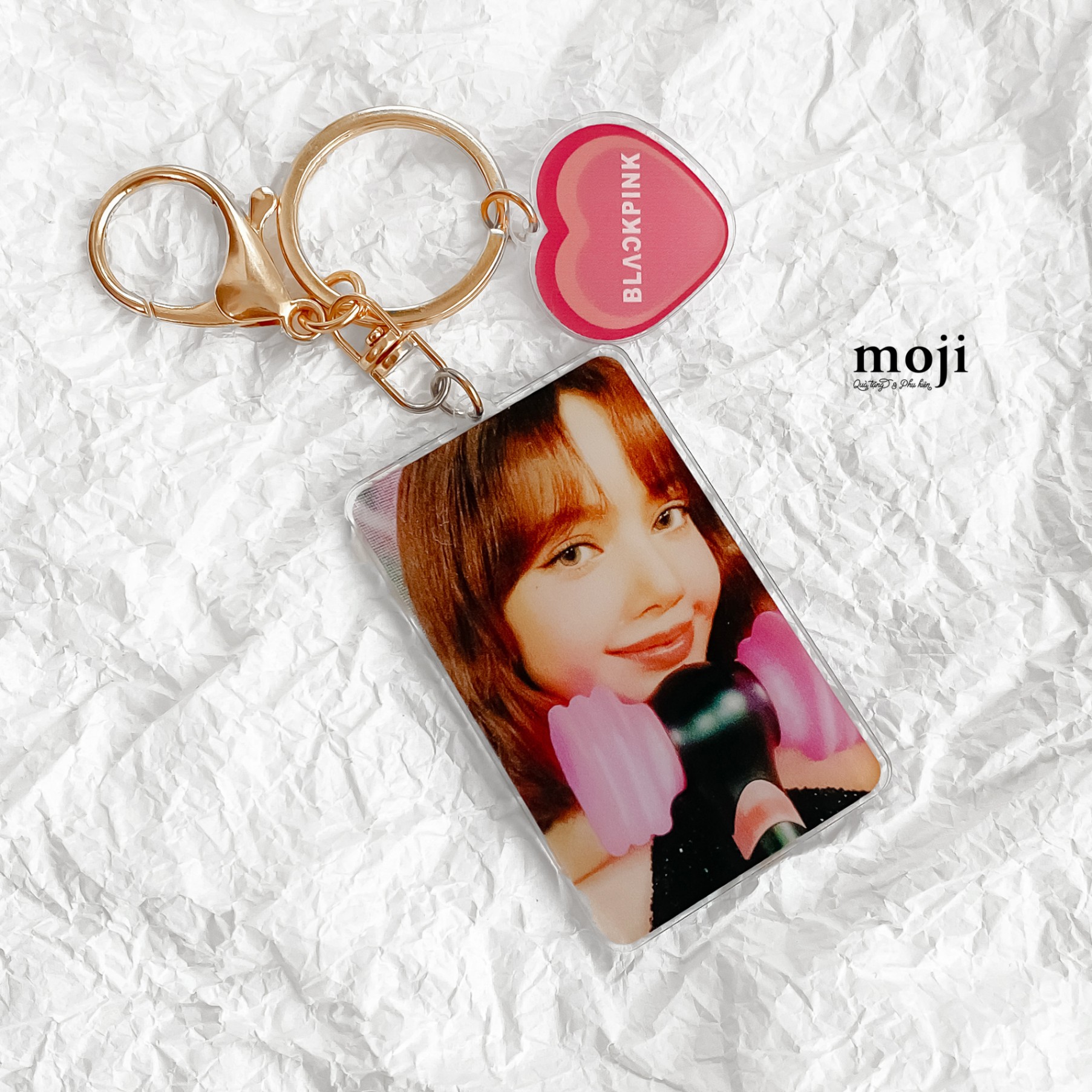 Móc khóa idol BLACKPINK Lisa lightstick heart 080823