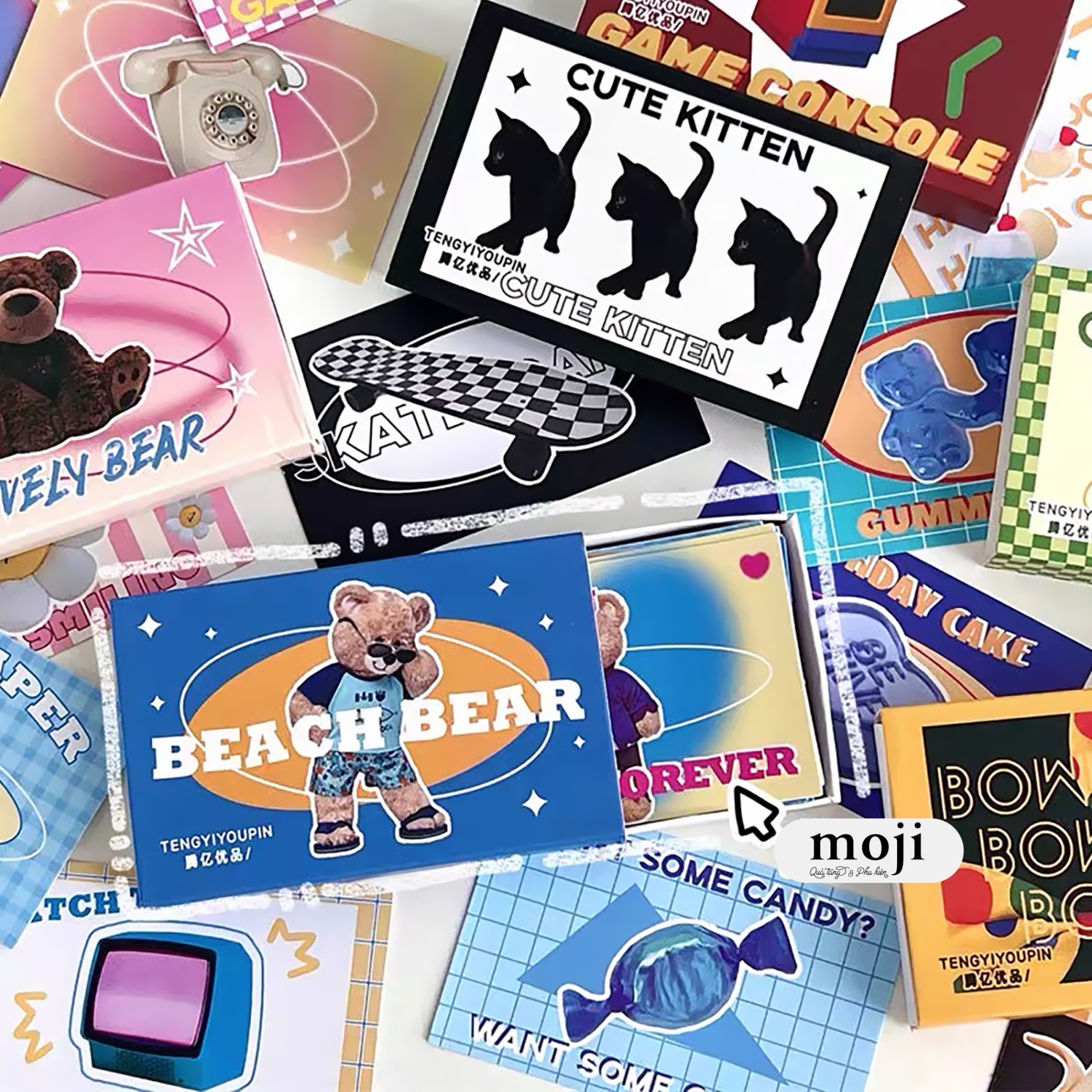 Sticker hộp Cute animal teddy bear real life set40