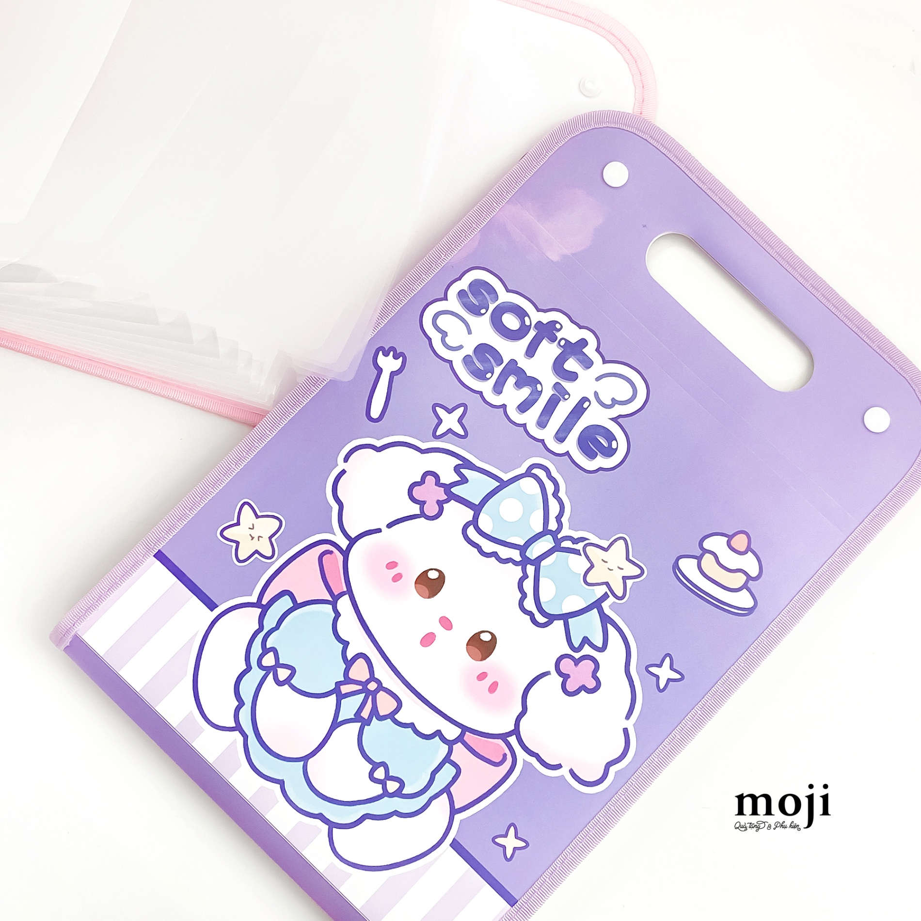 Túi đựng tài liệu MJ cúc bấm nhiều ngăn Cute dog soft smile 24x36