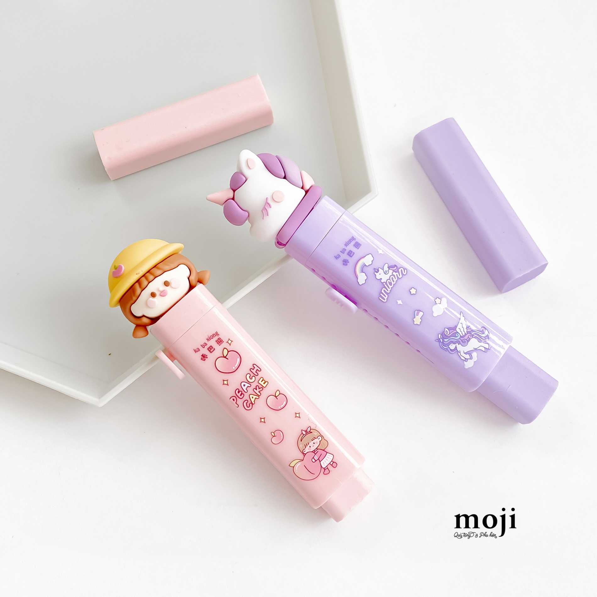 Cục tẩy gôm Little girl fruit peach cake sleepy Unicorn kèm phụ kiện set2