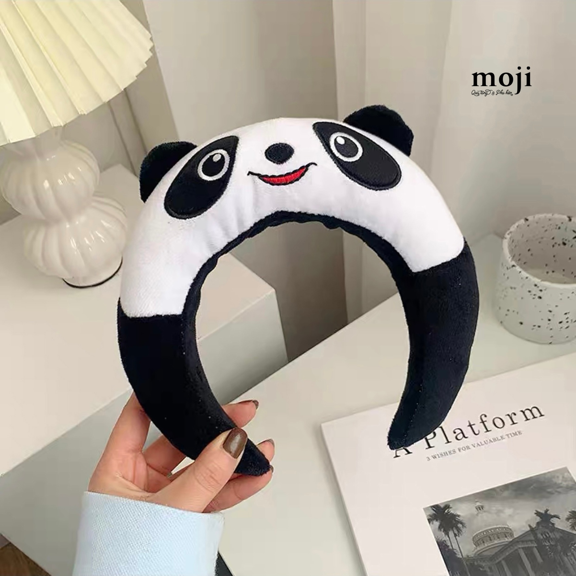 Băng đô bờm Gấu trúc Panda bear happy face có tai