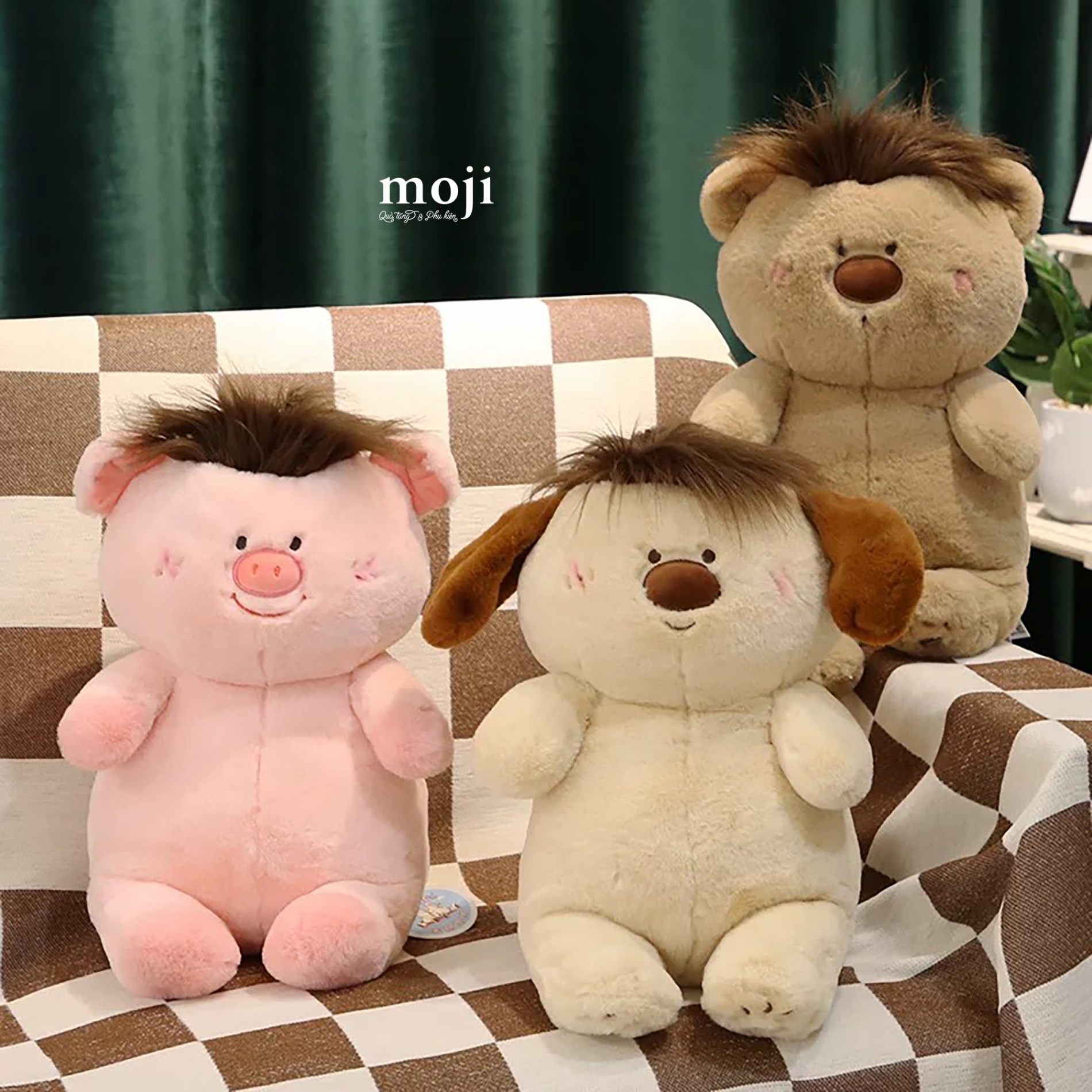 Gấu bông MJ Funny vibes Baby bear dog silly face có tóc 40cm