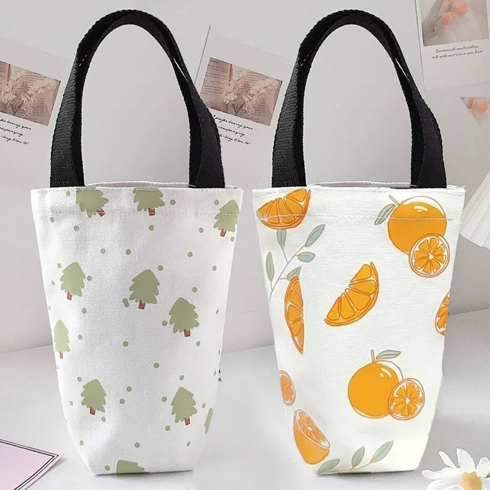 Túi đựng bình nước Fruit orange pine tree pattern 7x10x25