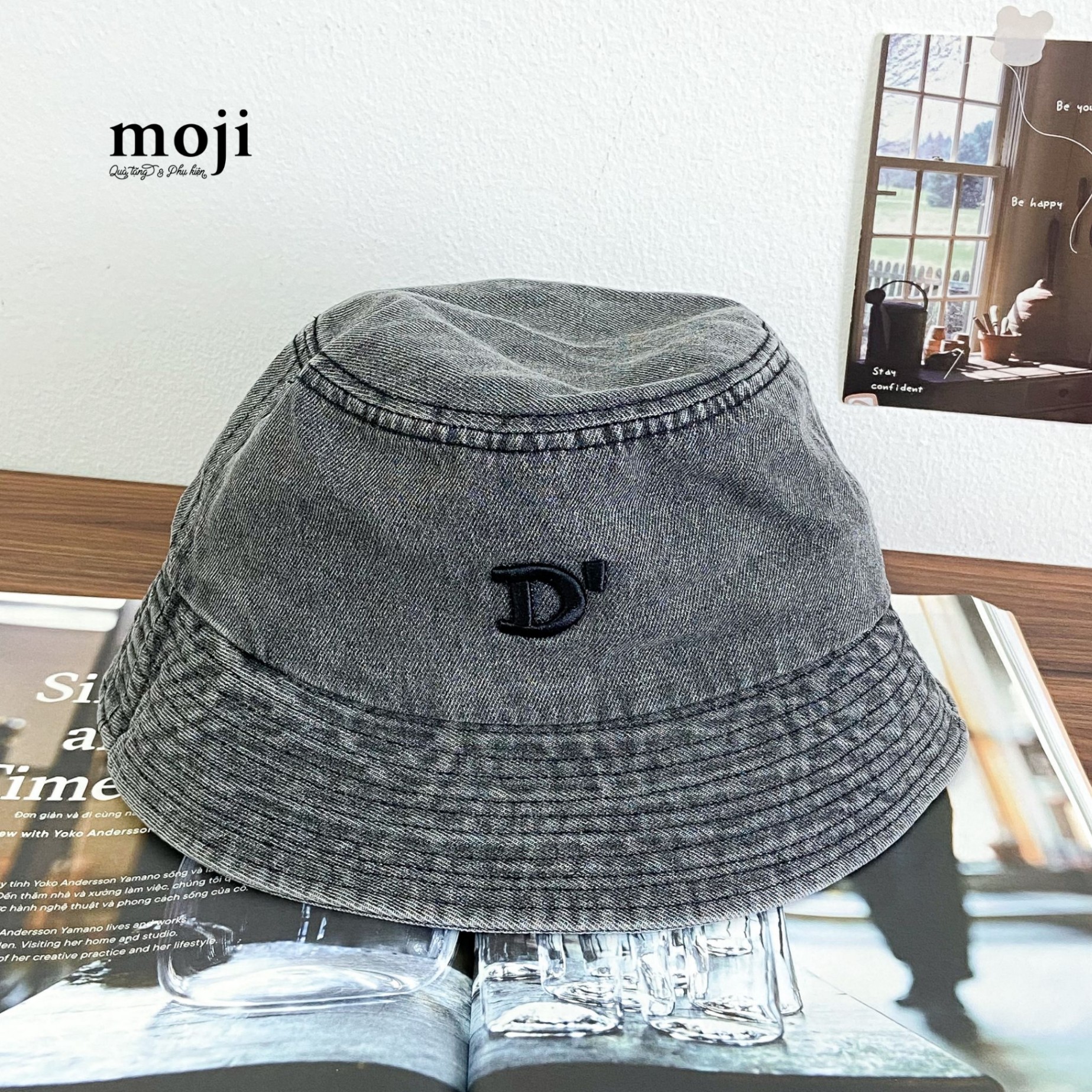 Mũ nón bucket Letter D denim style