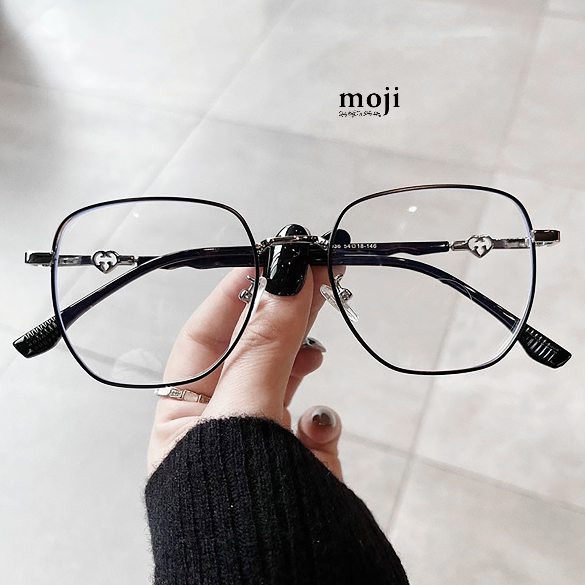 Kính gọng kim loại Little heart chân bọc nhựa