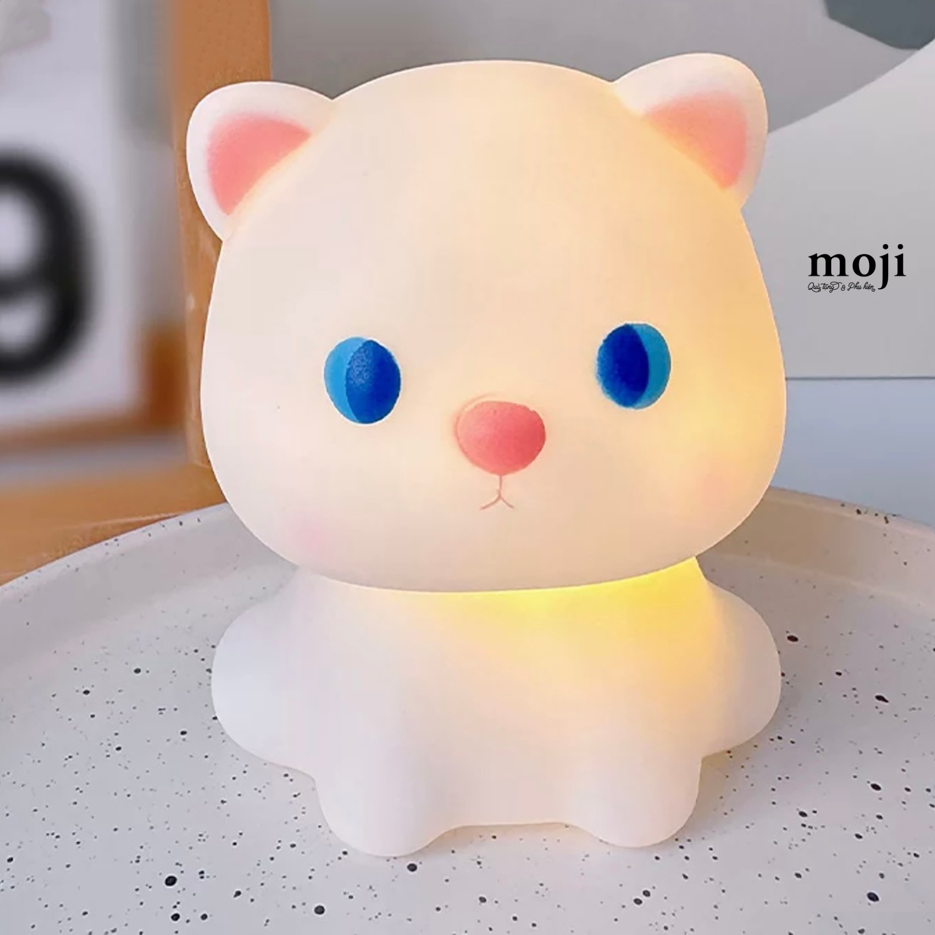 Đèn ngủ led Cute cat blue eyes dùng pin 7x8x9