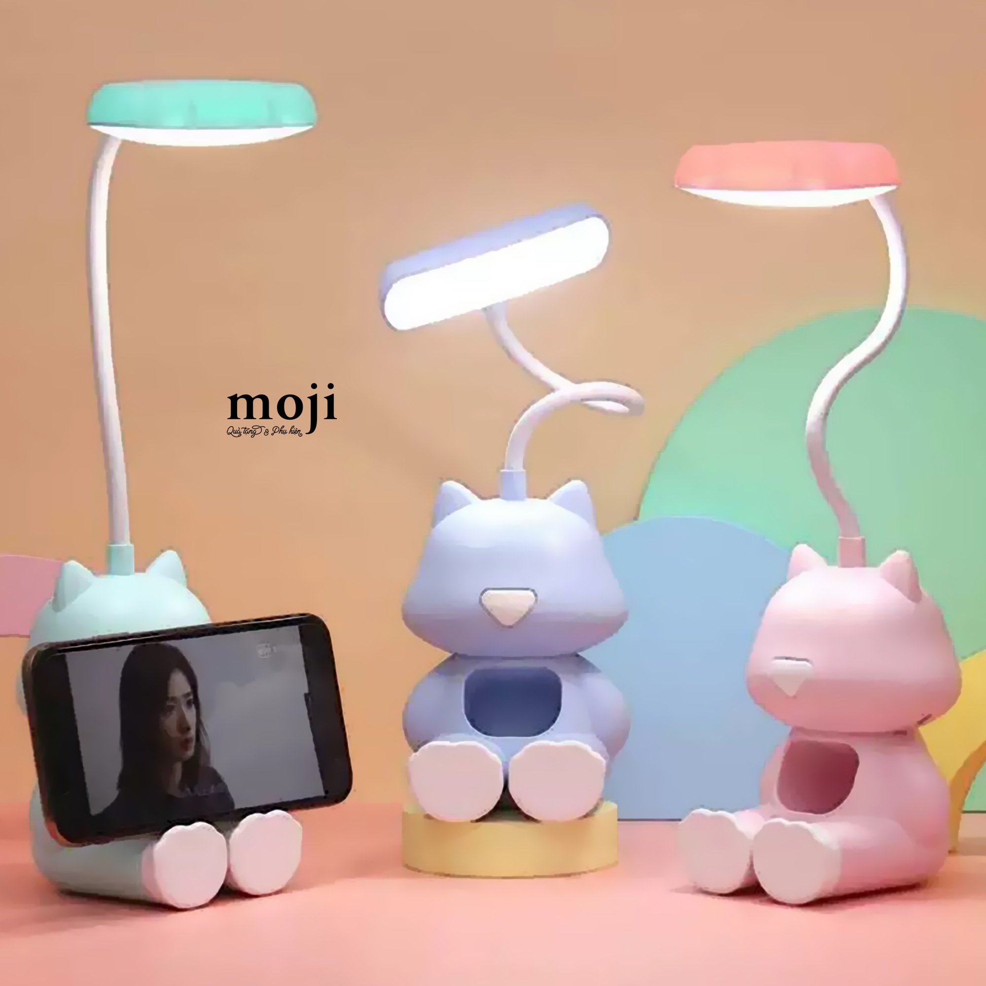 Đèn ngủ led đa năng Cute cat triangle nose sạc tích điện 8x12