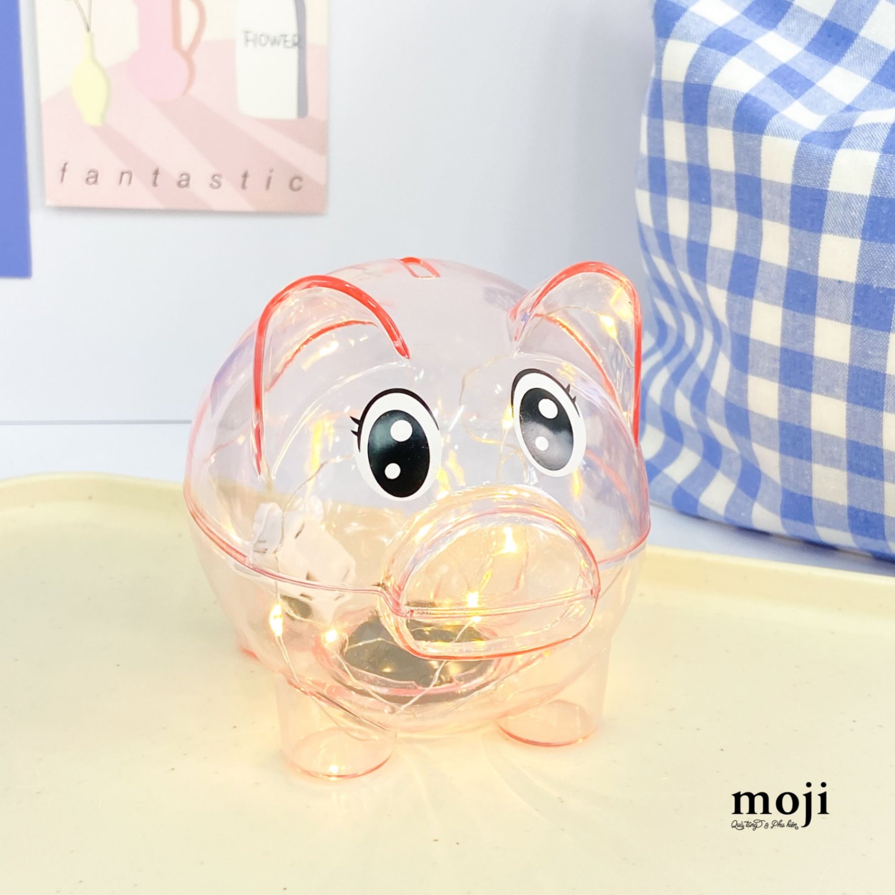 Ống tiết kiệm trong suốt Cute pig big eyes 10x10x12