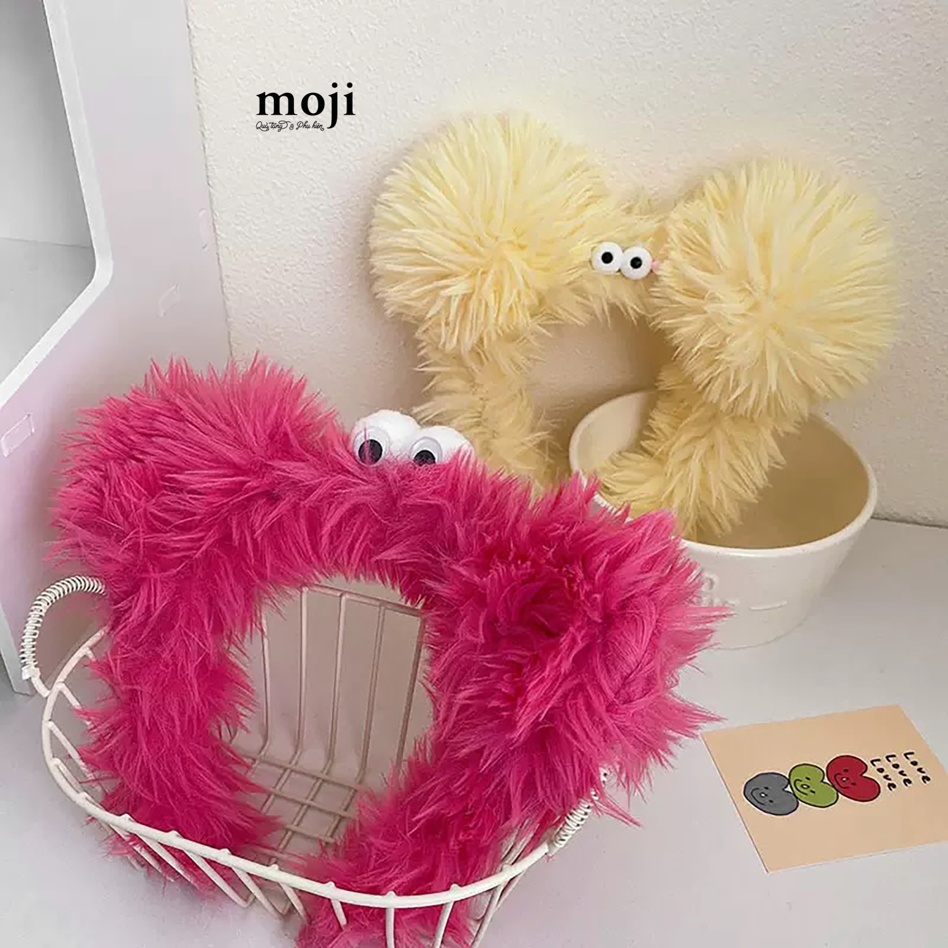 Băng đô bờm lông xù Funny vibes Monster big eyes one color