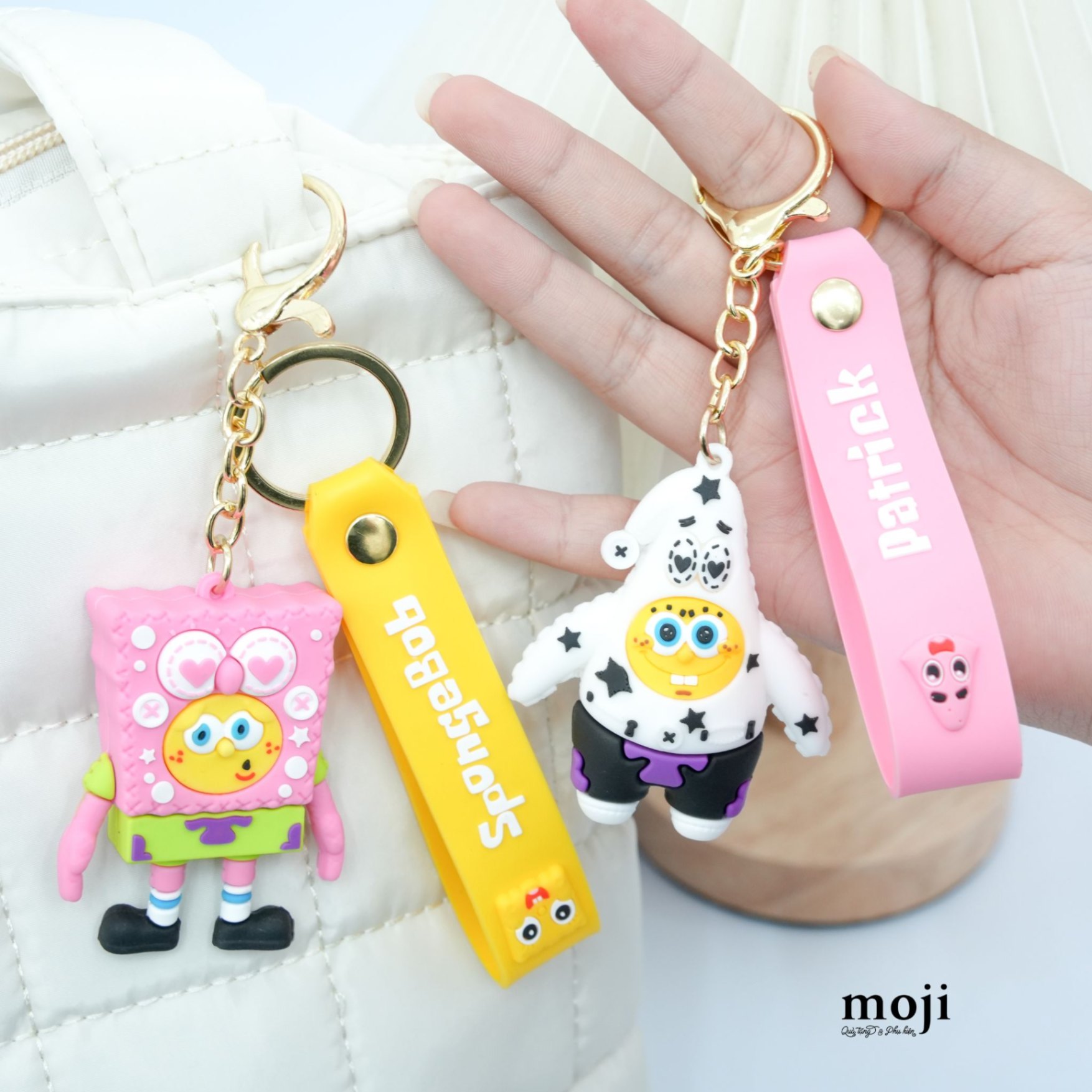 Móc khóa MJ SpongeBob Patrick Star heart eyes