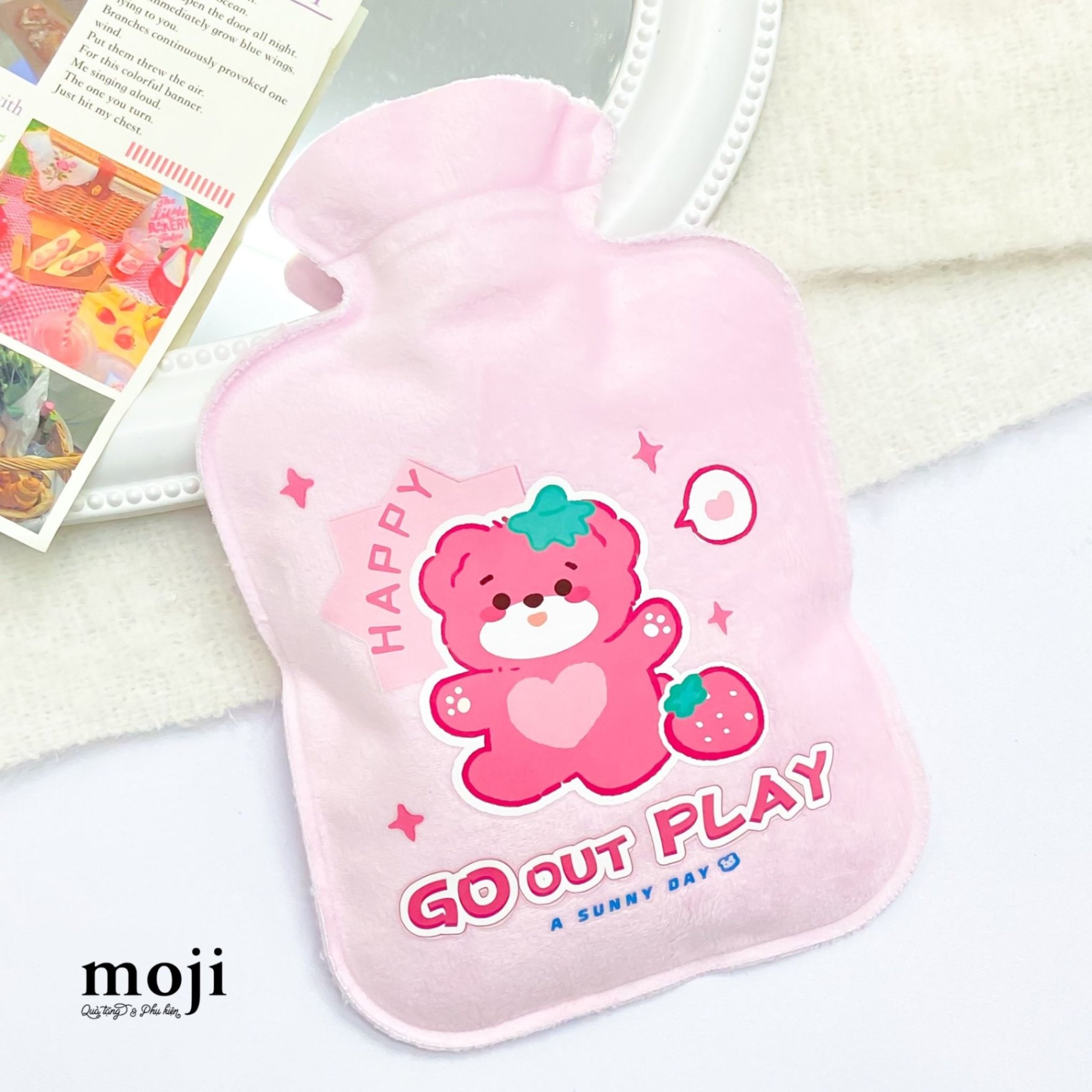 Túi chườm giữ nhiệt bọc vải Baby bear fruit go out play 14x21