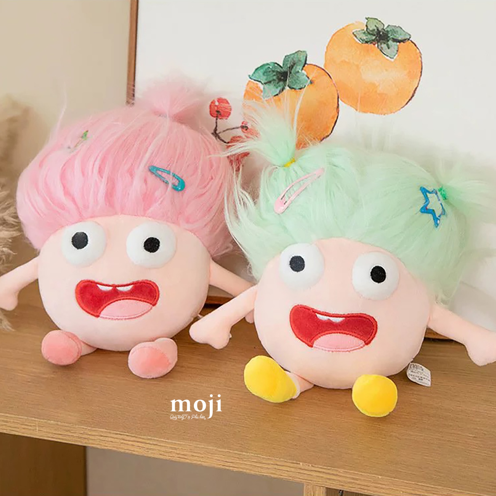 Gấu bông MS Funny vibes funny vibes Funny face big eyes colorful hair có tóc kèm phụ kiện 25cm