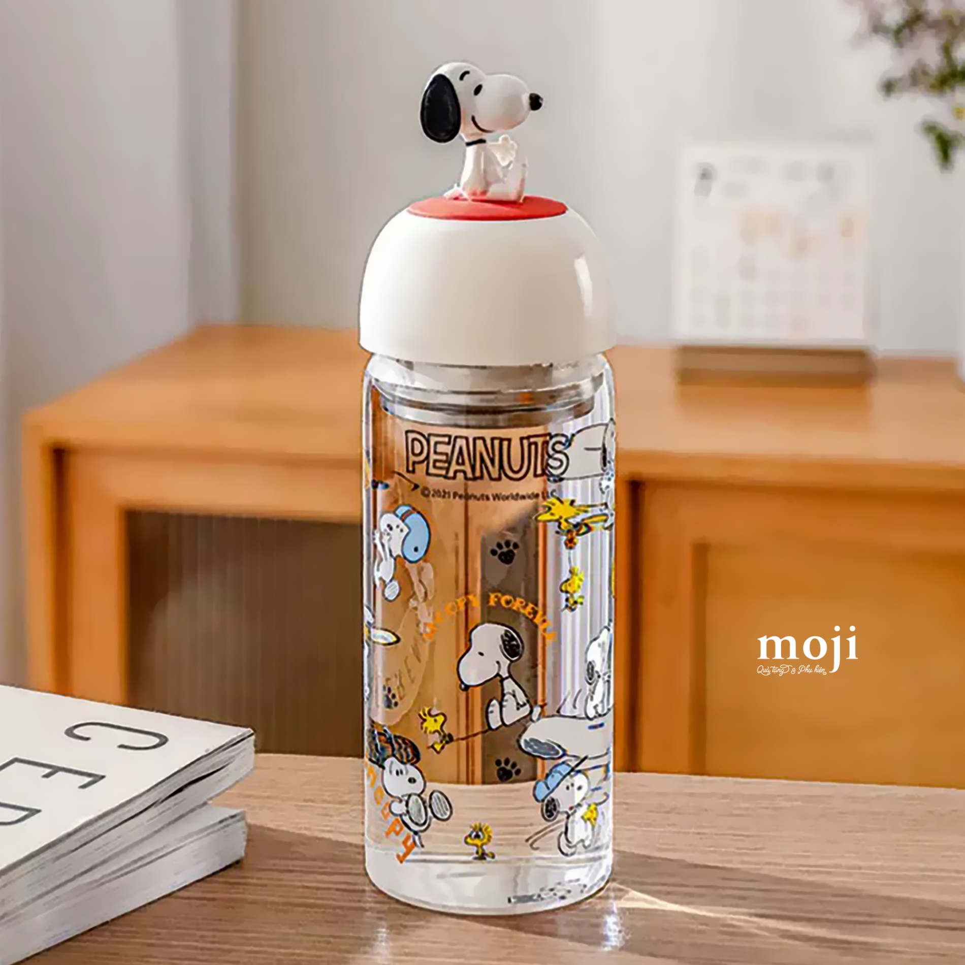 Bình nước thủy tinh Snoopy forever friends 380ml