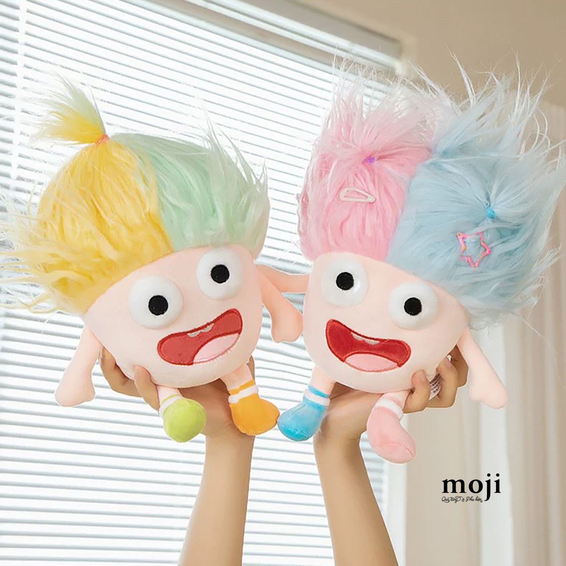 Gấu bông MS Funny vibes Funny face big eyes different colored hair có tóc kèm phụ kiện 25cm