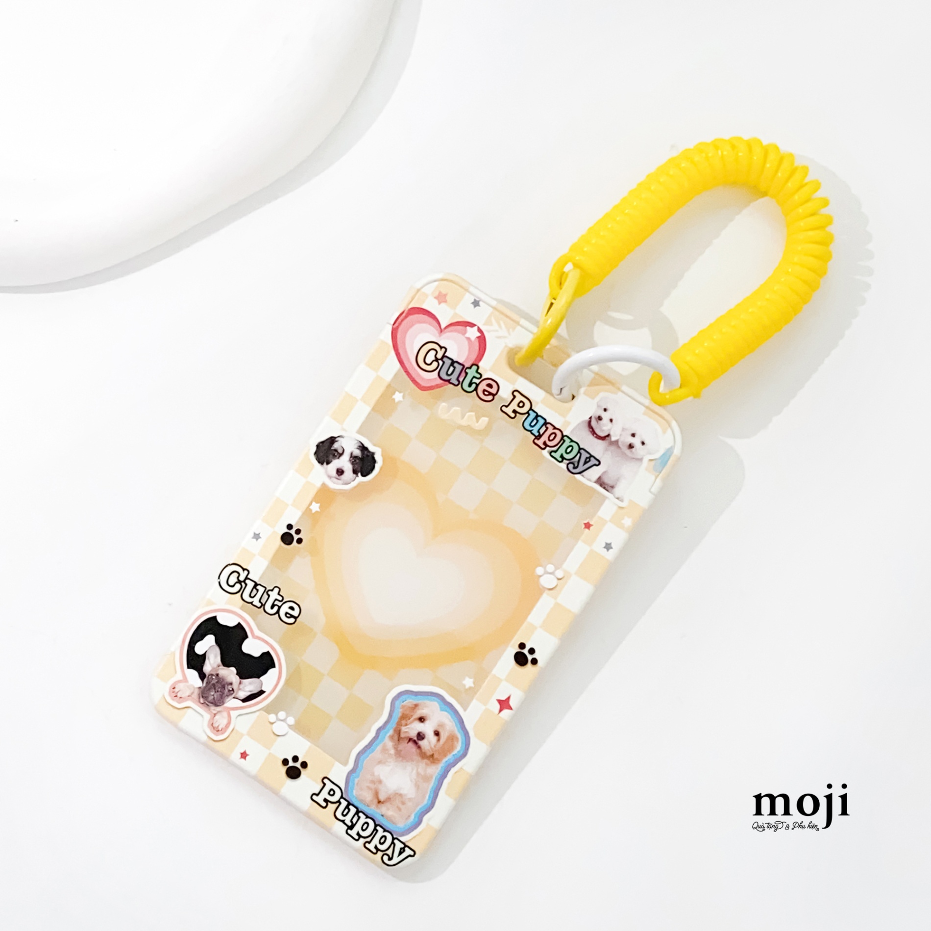 Đeo thẻ dọc Cute animal Love Heart Tunnel caro dây lò xo 6x10