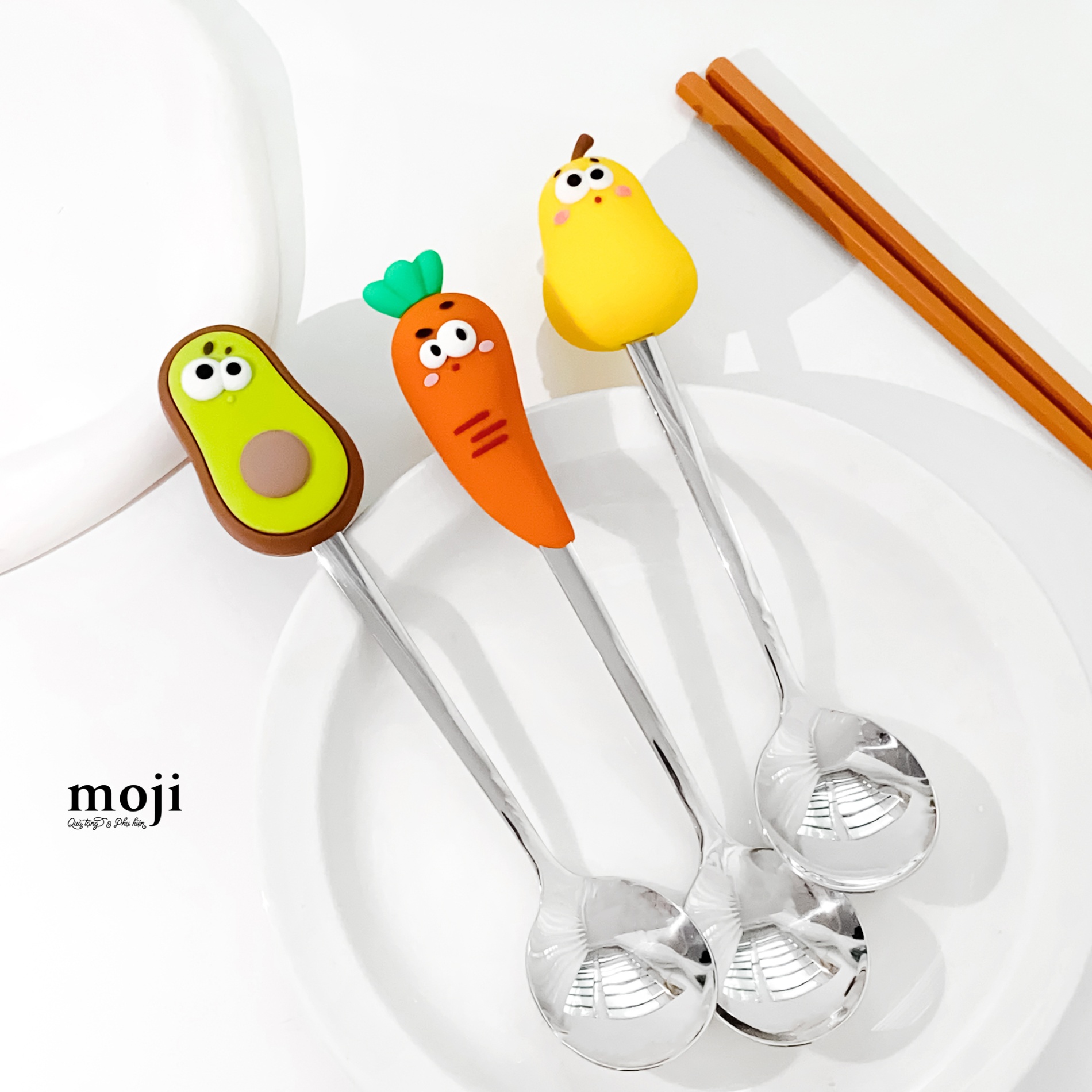 Bộ thìa đũa Funny vibes Vegetable fruit big eyes cute face