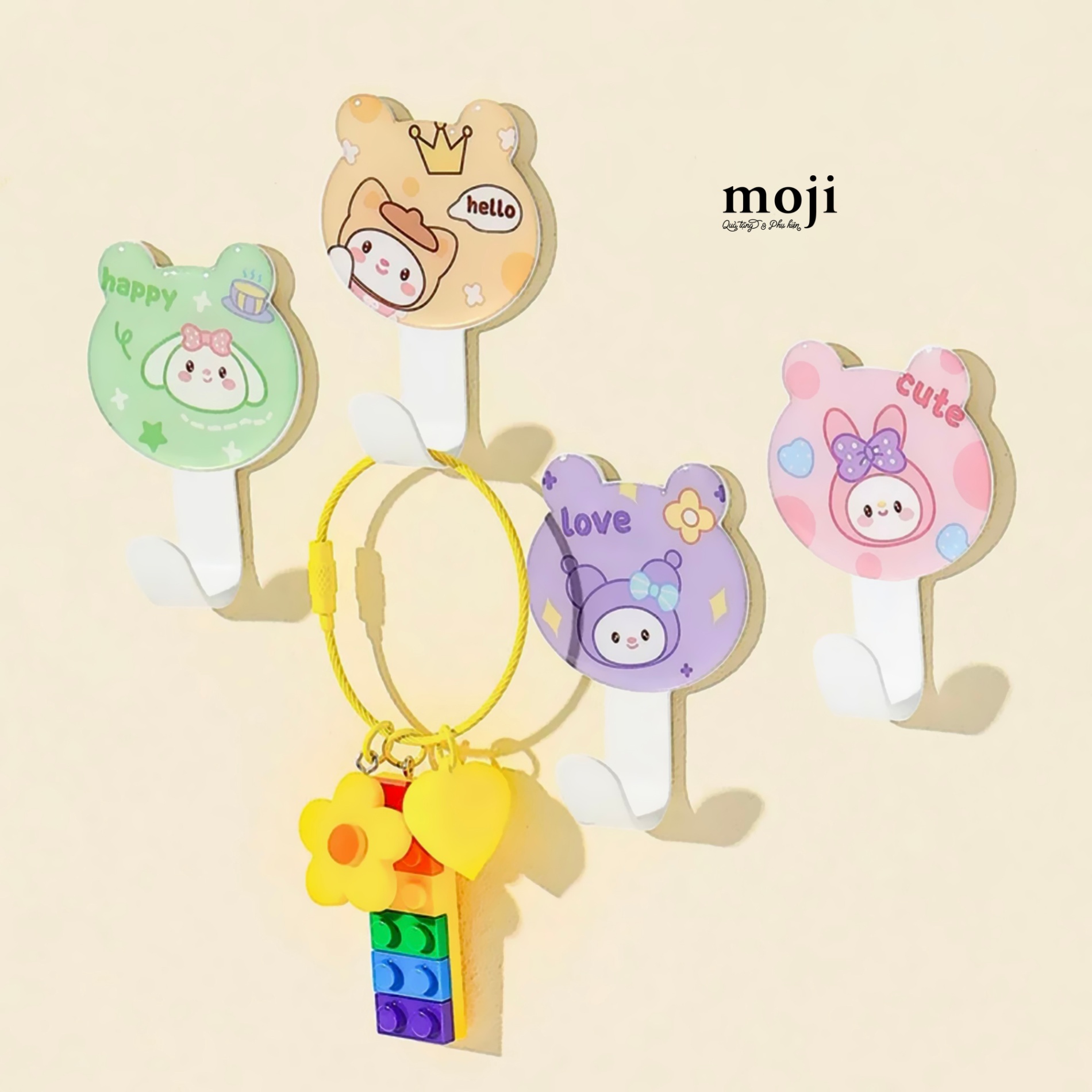 Móc treo đồ kim loại Cute animal crown flower heart star set2
