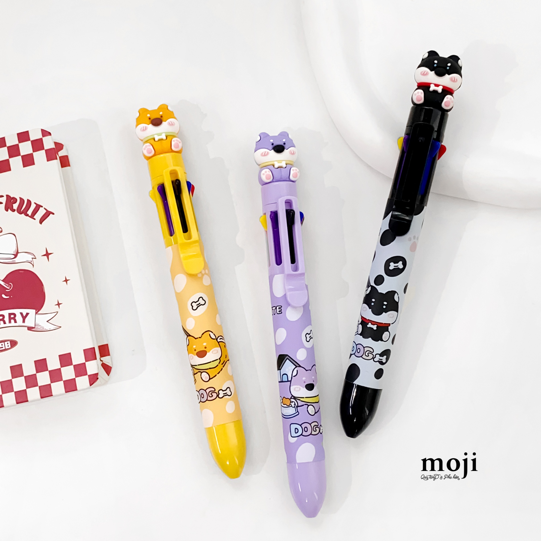 Bút viết bấm nhiều màu Cún Shiba love bone