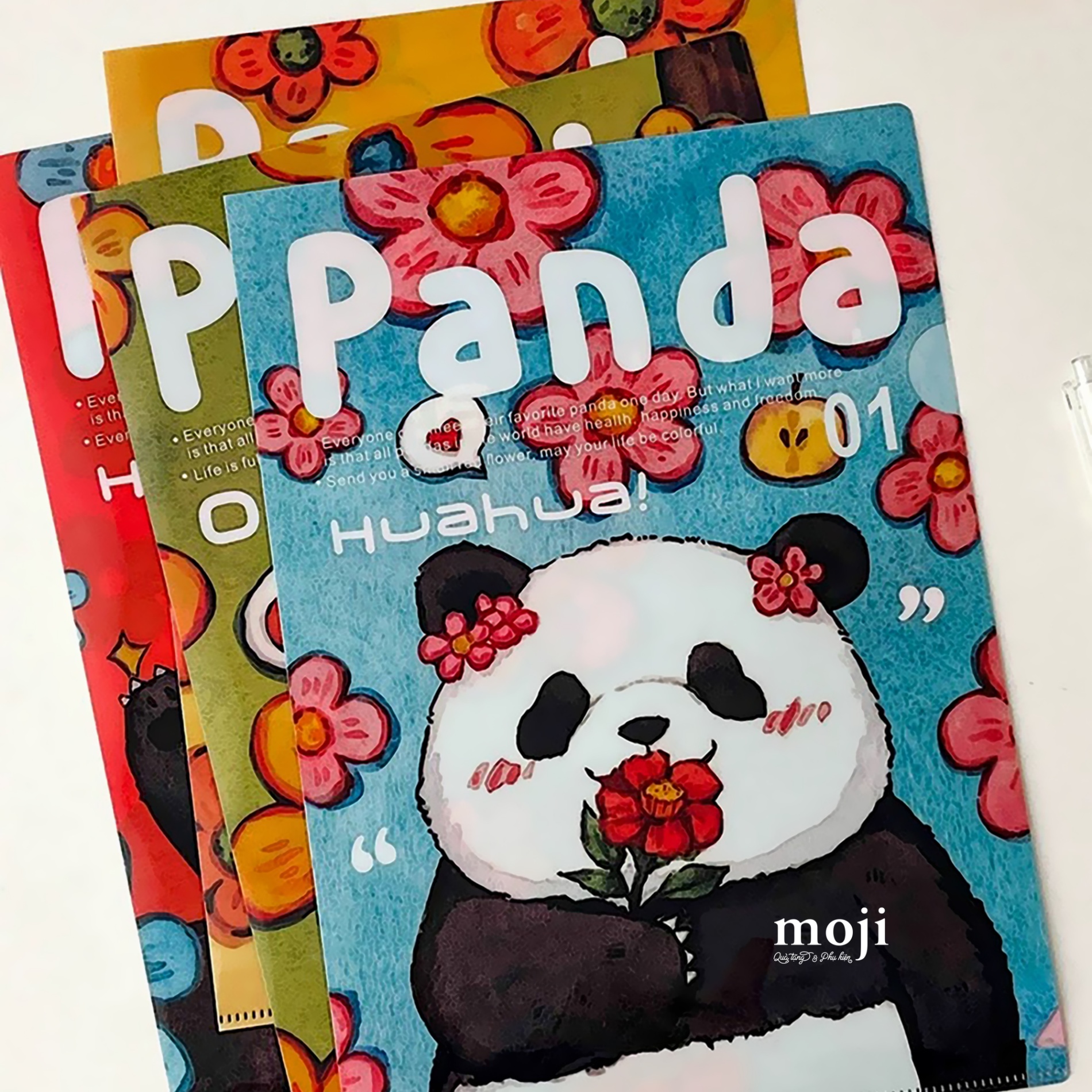 Kẹp tài liệu A4 Gấu trúc Pandabiz flower painting 22x31