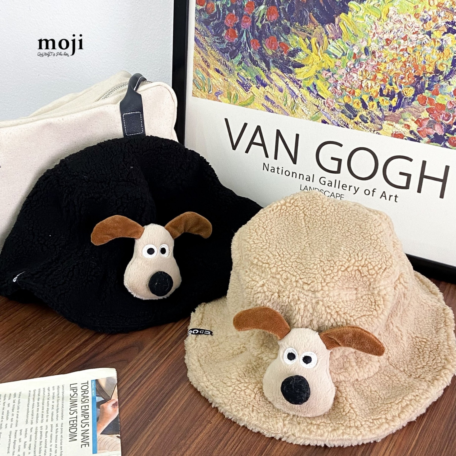 Mũ nón bucket lông xù Gromit dog face cục bông