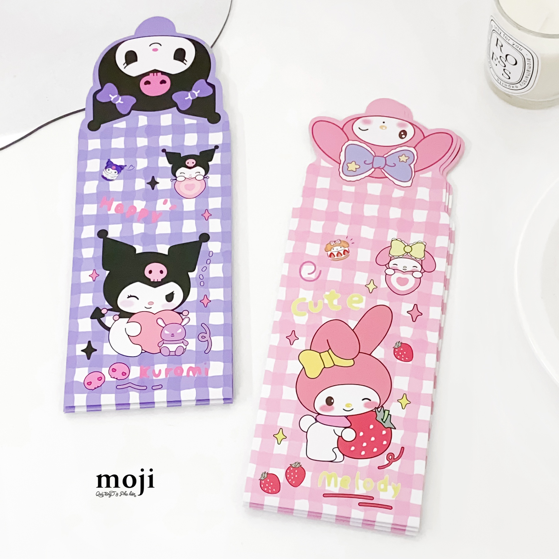 Bao lì xì Sanrio family Kuromi My Melody plaid pattern set4