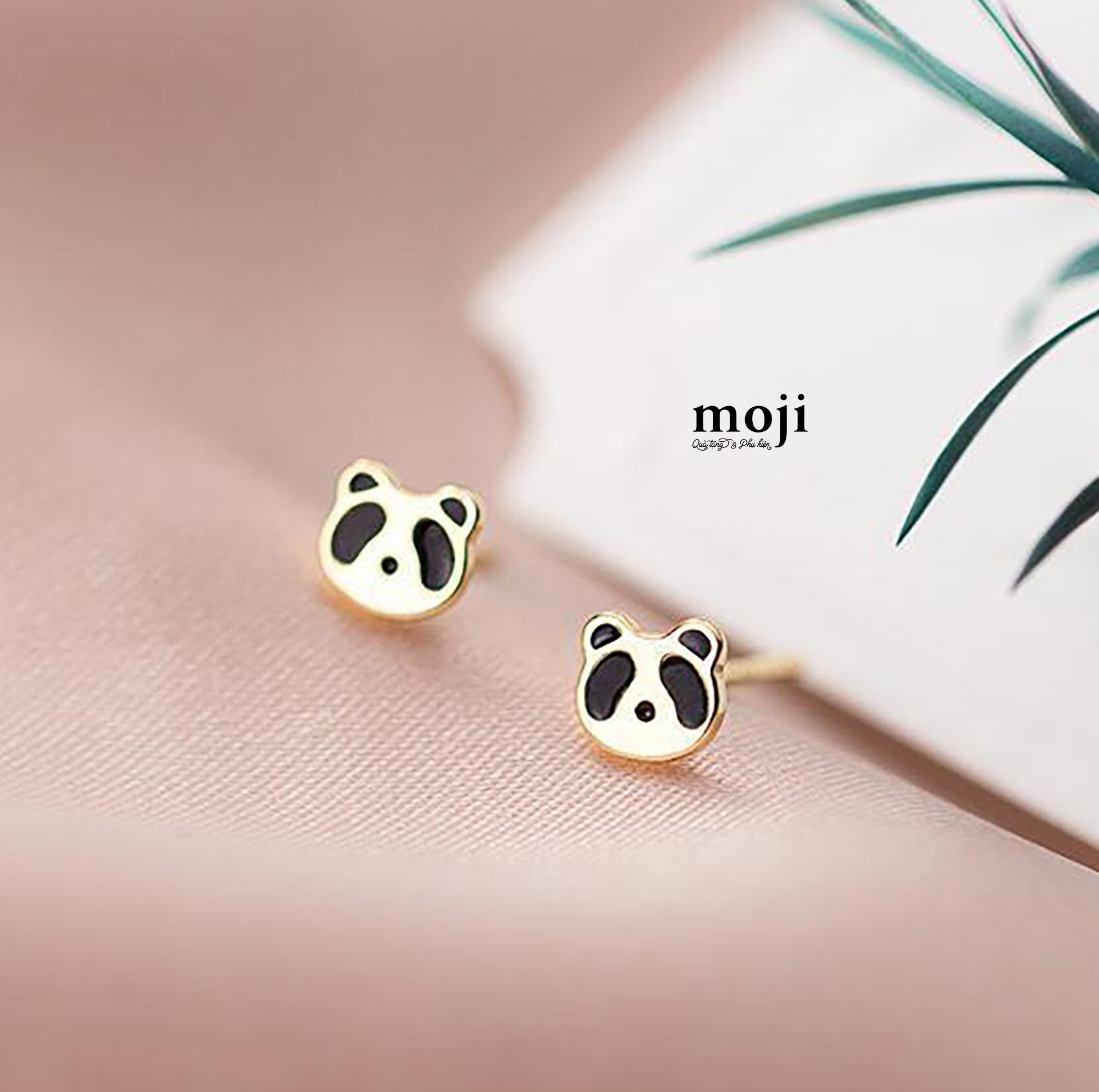 Khuyên tai mạ bạc Gấu trúc Panda bear face