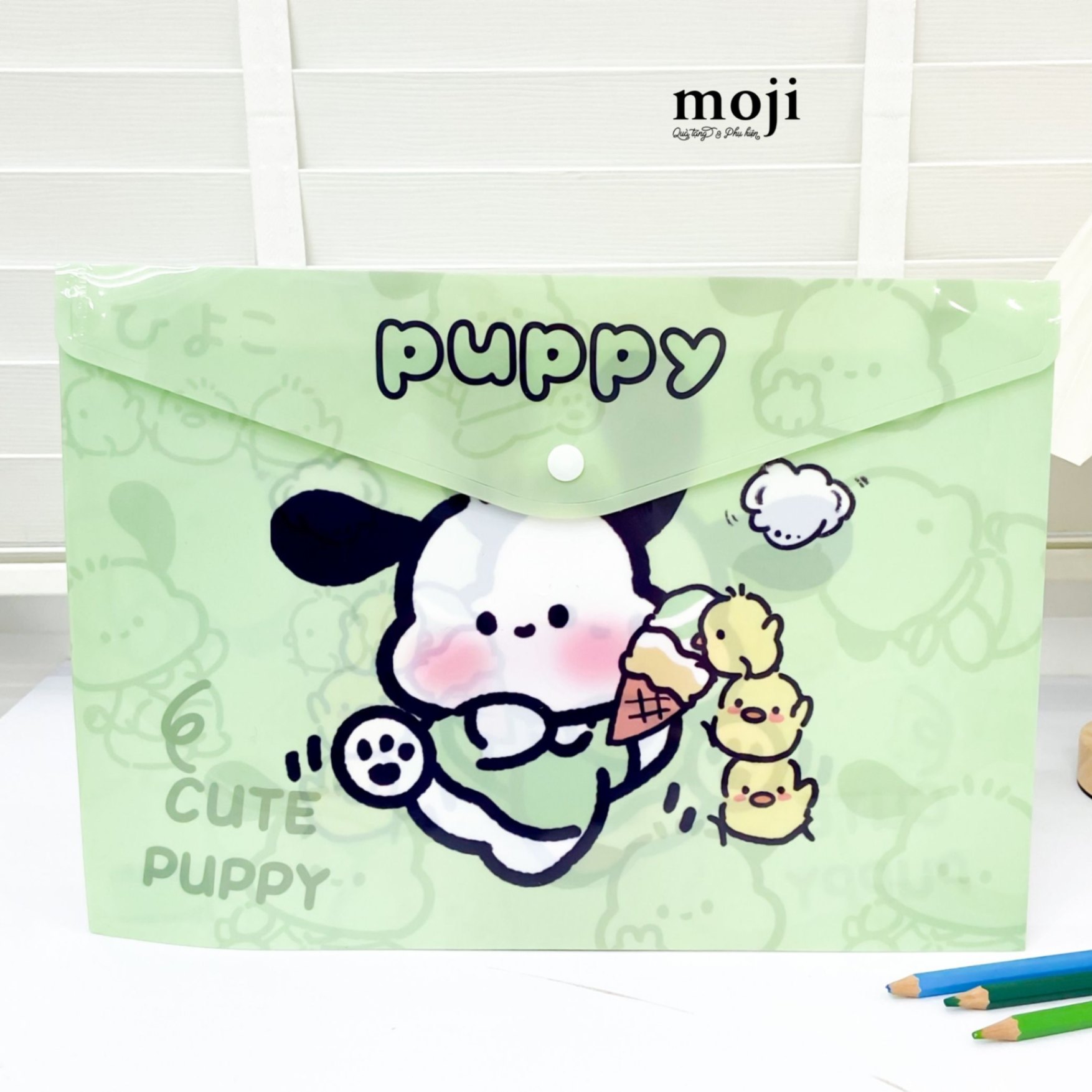 Túi đựng tài liệu MJ cúc bấm Sanrio family Pochacco cute puppy 23x33