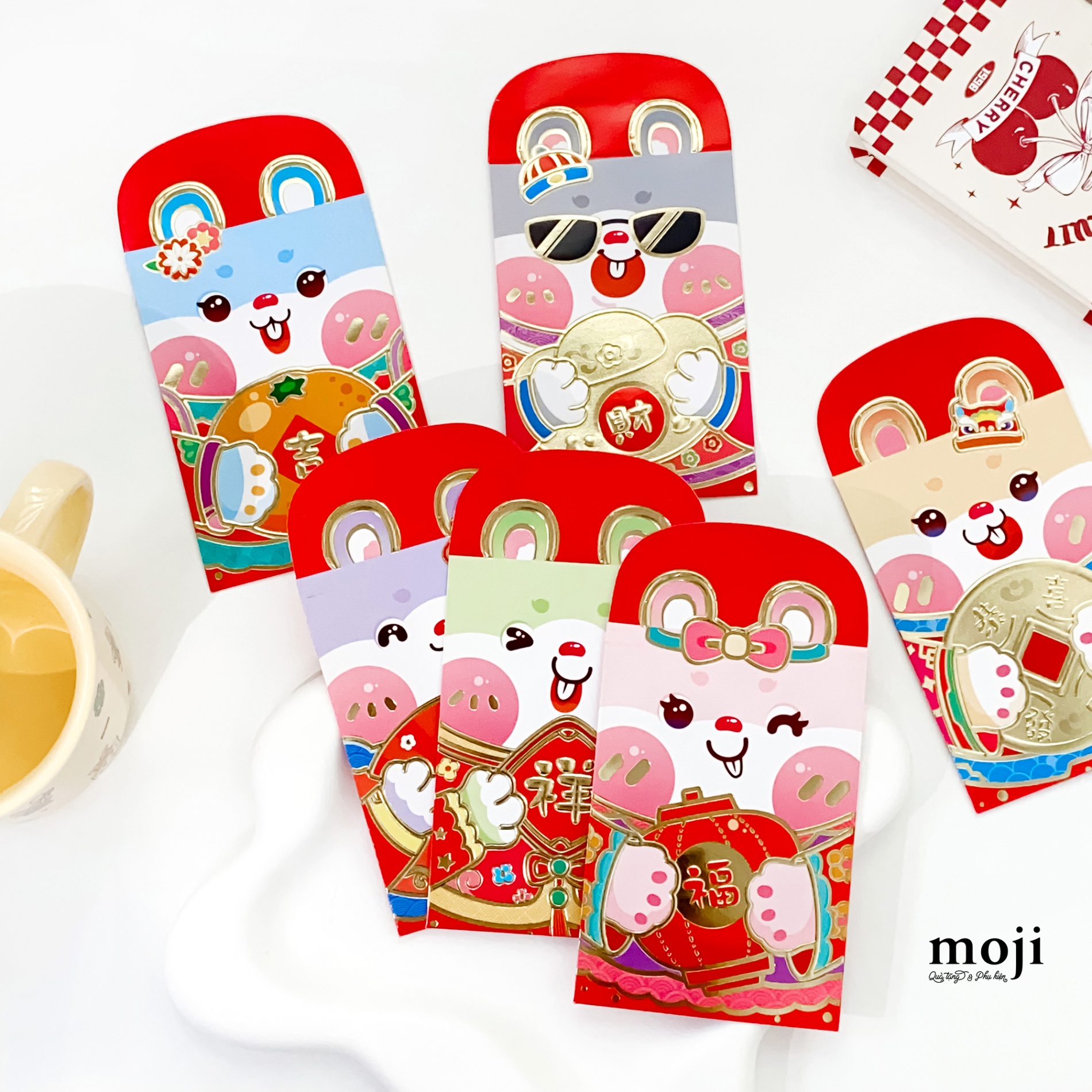 Bao lì xì Colorful rabbit có tai set6