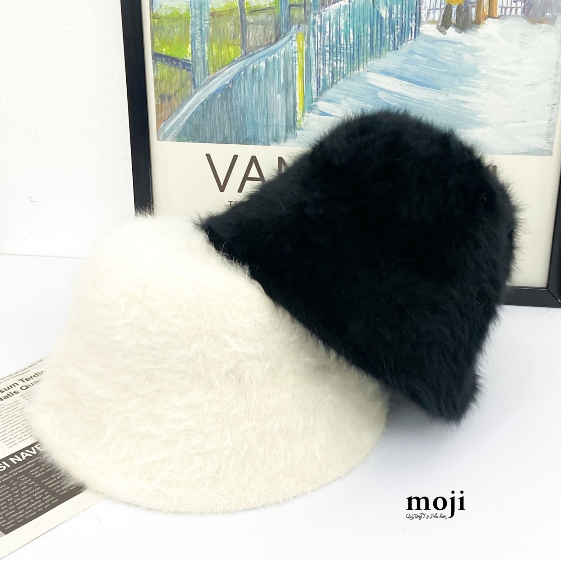 Mũ nón bucket lông xù Basic 1 màu