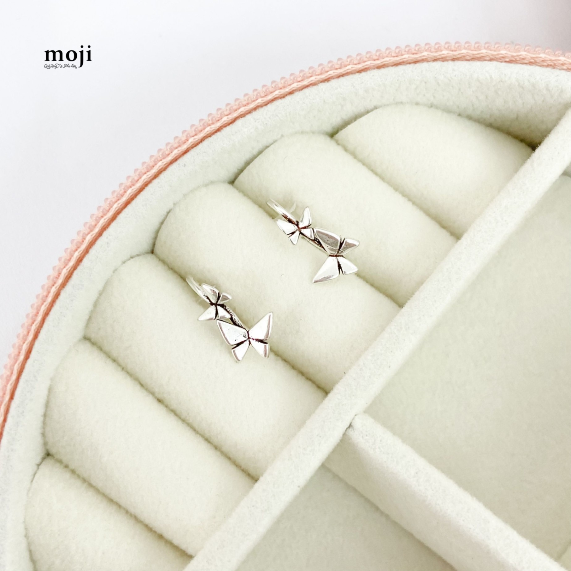 Khuyên tai mạ bạc Double little butterfly