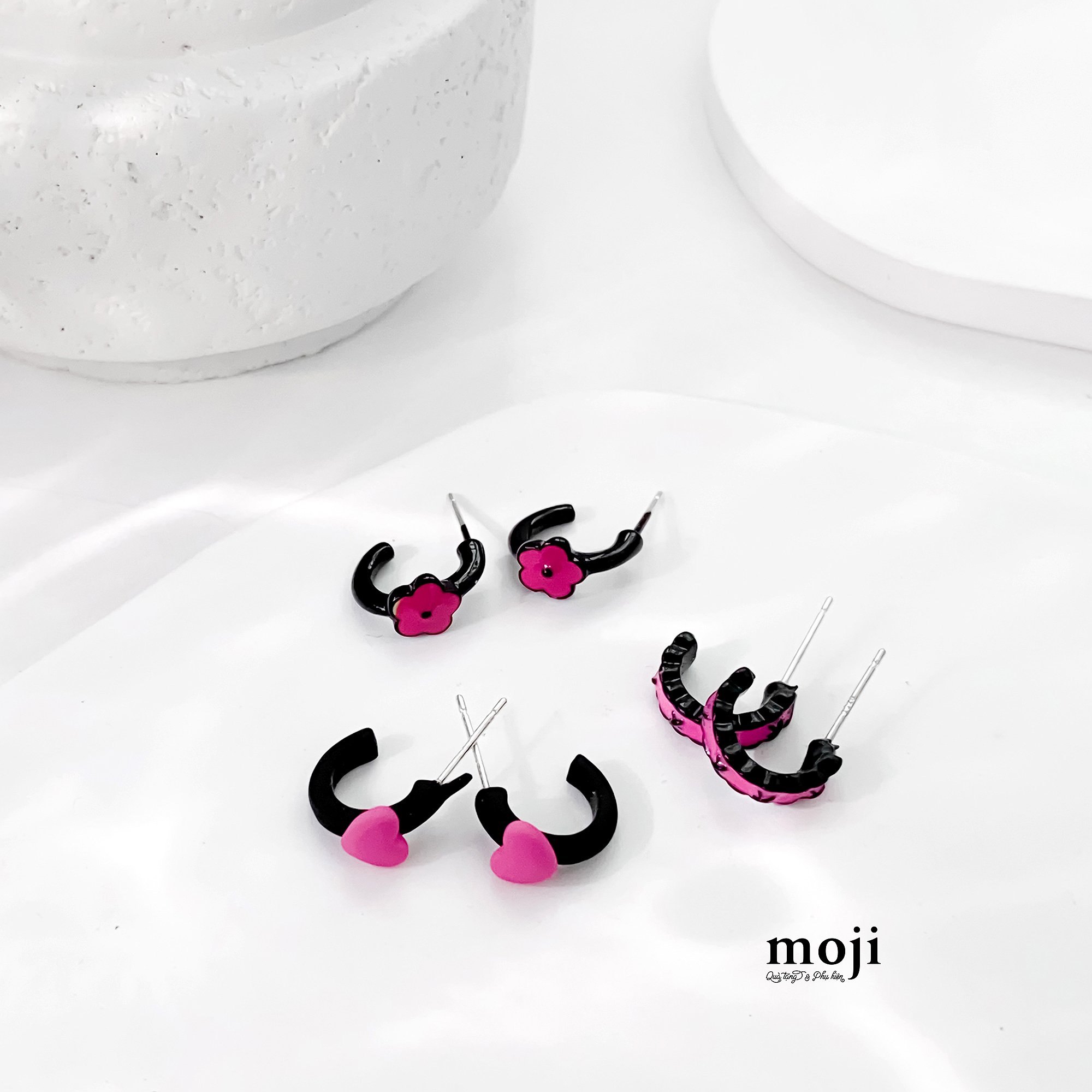 Khuyên tai set6 Heart flower XX vòng tròn