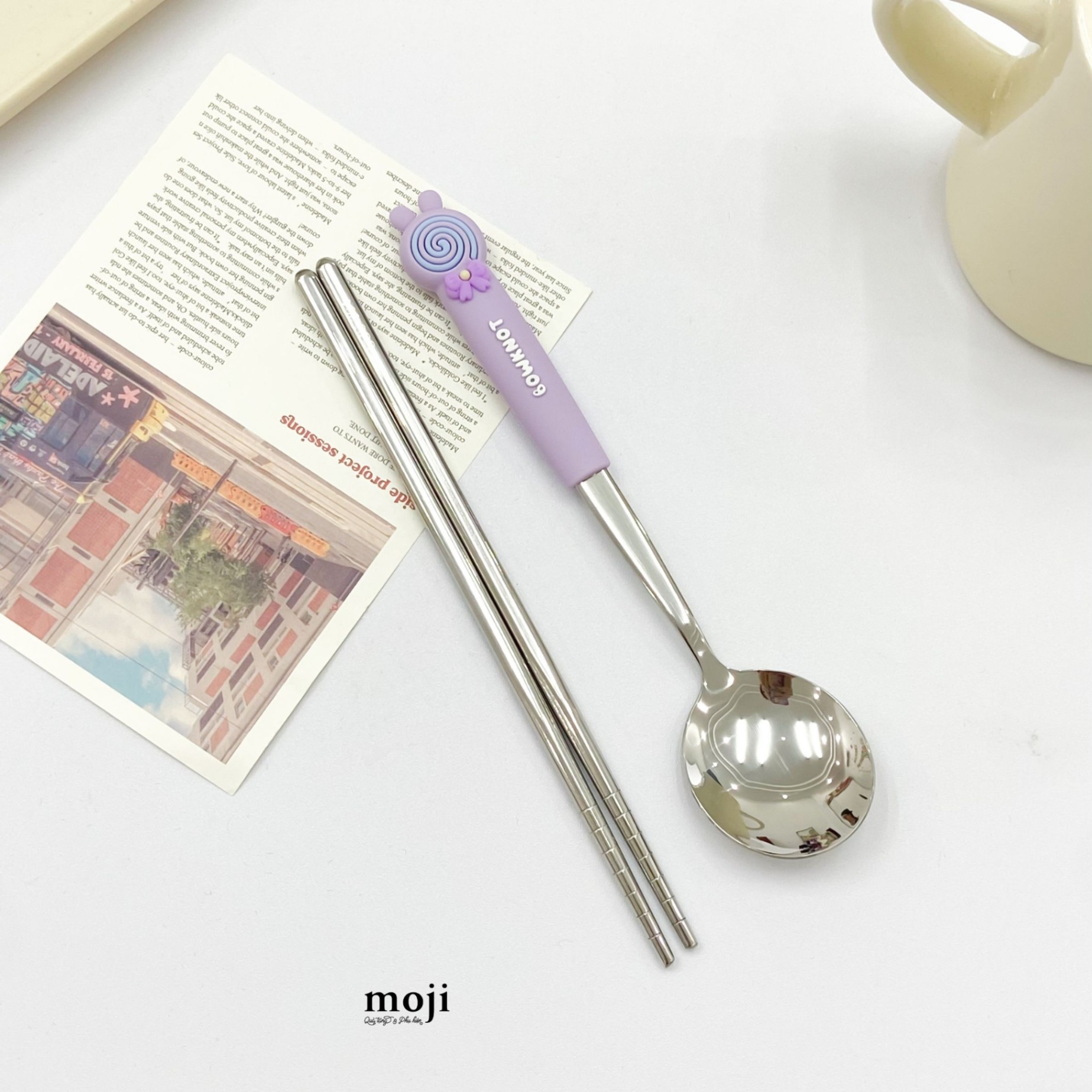 Bộ thìa đũa kim loại Candy rabbit bowknot