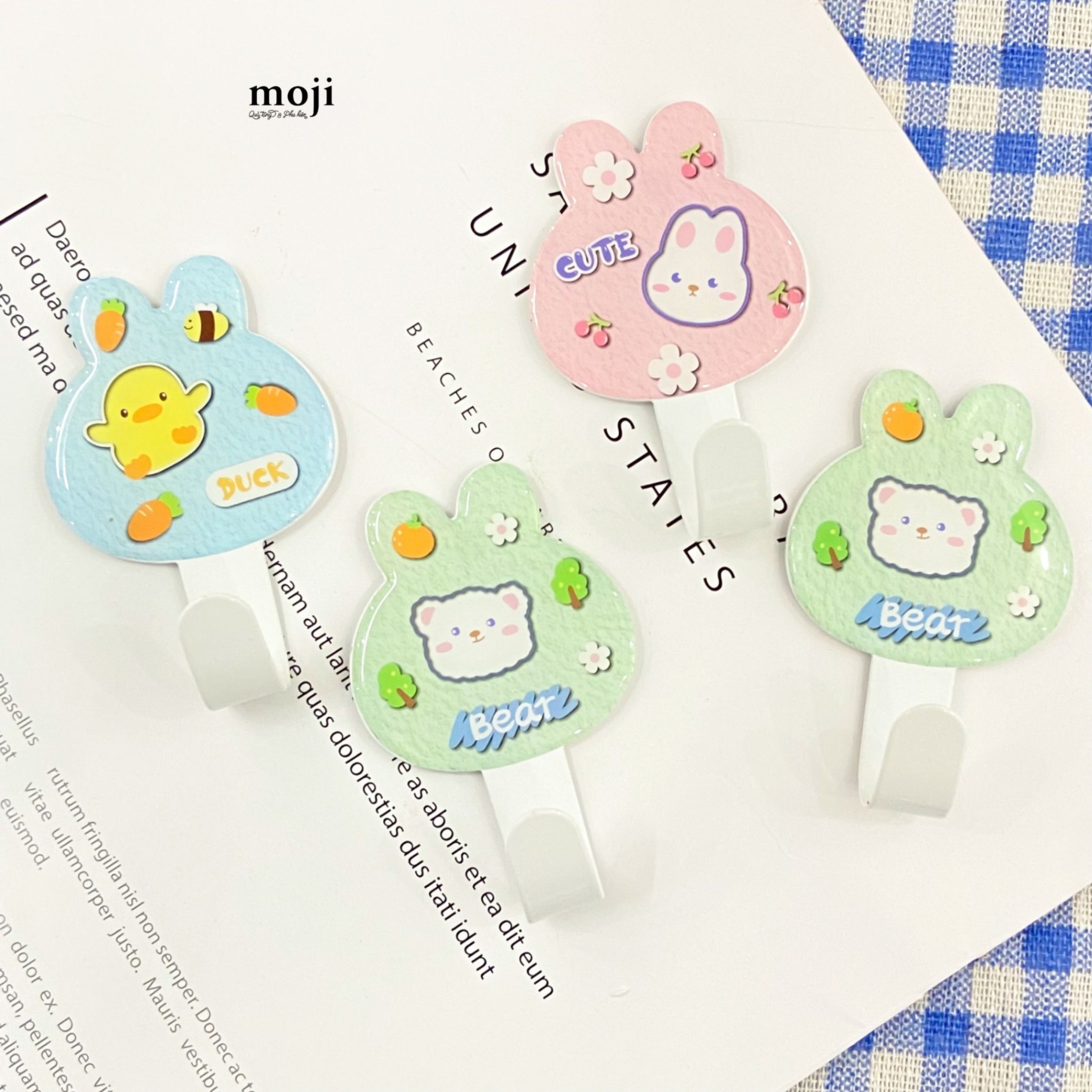 Móc treo đồ kim loại Cute animal little things painting rabbit shape set2