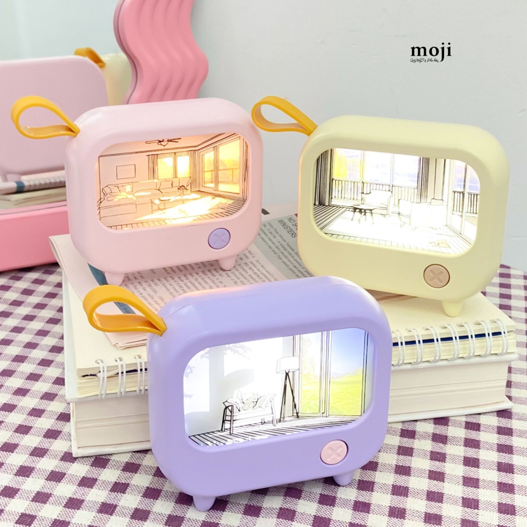 Đèn led trang trí House with sunshine on colorful TV sạc tích điện 3x9x10