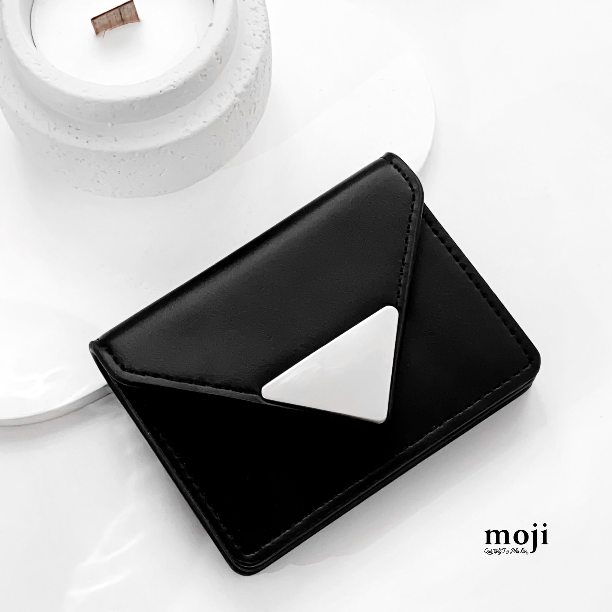 Ví da dáng ngắn Metal triangle 7x10